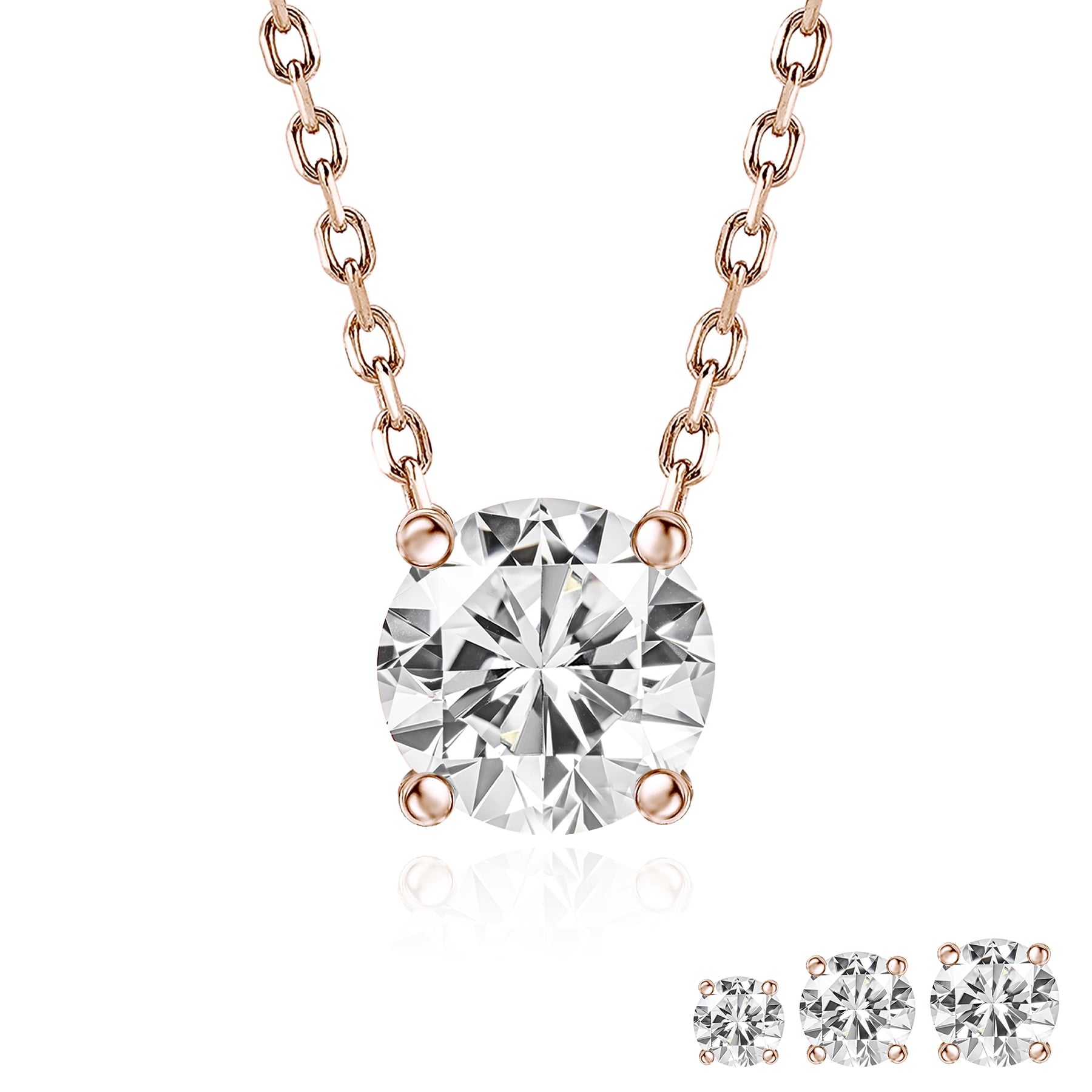0.50 Round Cut Classic Solitaire Pendant Necklace - in 18K White Plating for Women