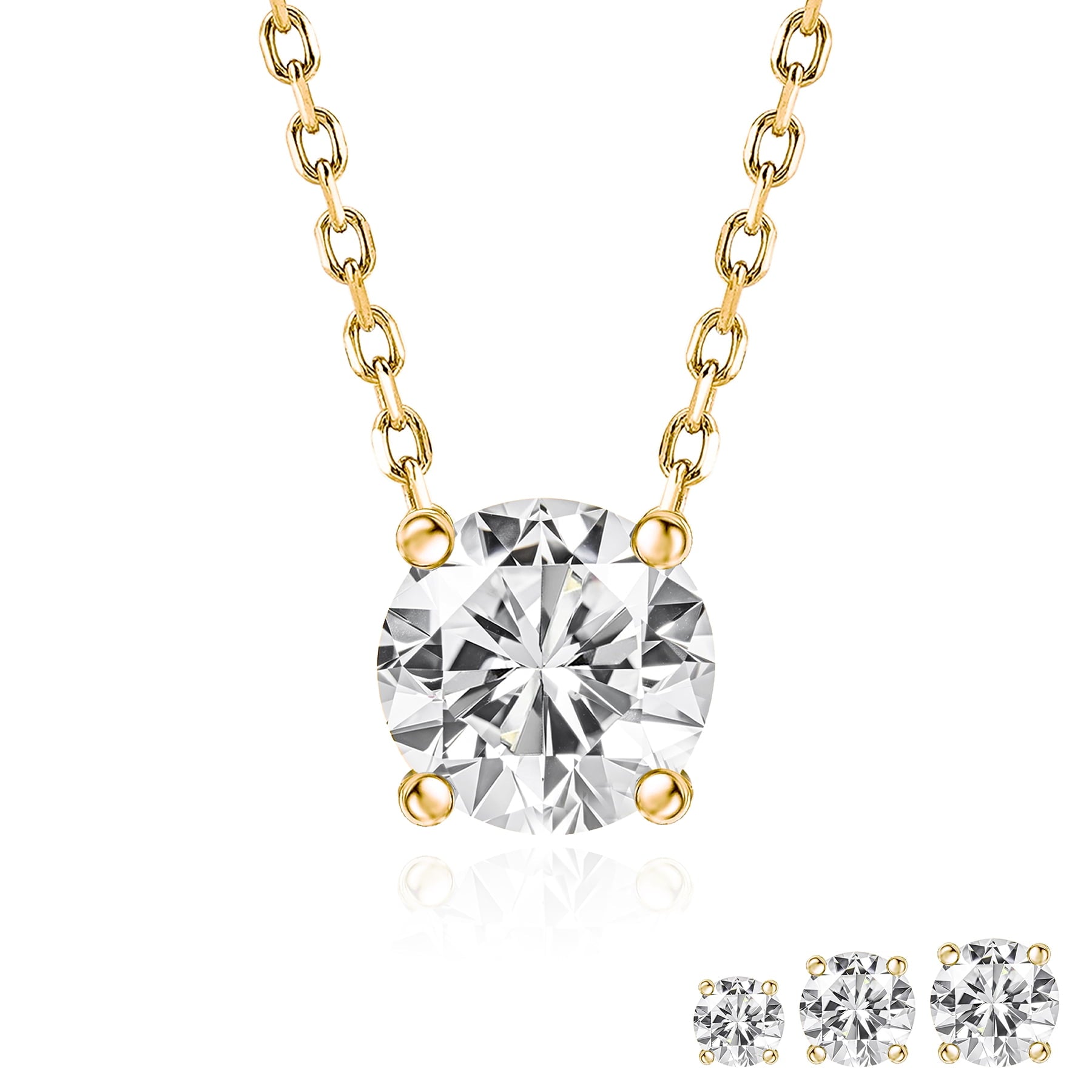 0.50 Round Cut Classic Solitaire Pendant Necklace - in 18K White Plating for Women