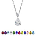 3.25 Cubic Zirconia April - Round and Pear Cut Dangle Pendant Necklace in 18k White Plated for Women