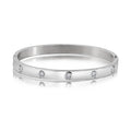 Flush Bezel Bracelet - Stylish Bangle Bracelet Jewelry for Women in White Plating