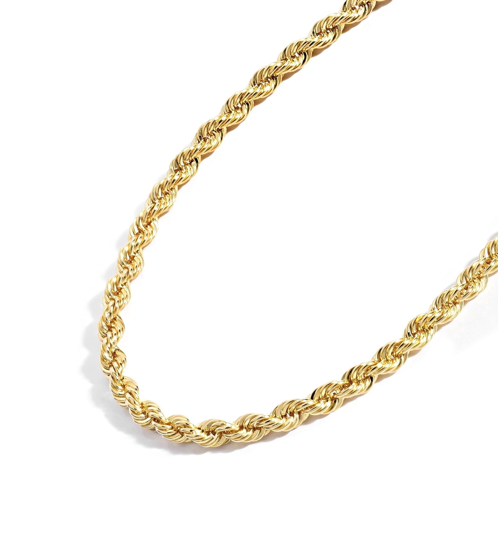Chain Necklace Collection - 14K Solid Yellow Filled Rope Chain Necklaces for Women and Men with Different Sizes (2.1mm, 2.7mm, or 3.8mm)