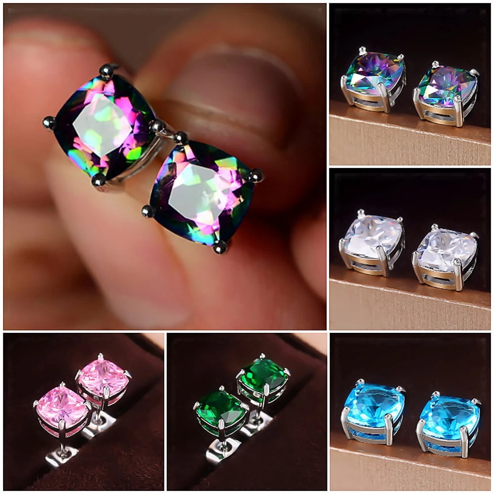 Luxury Solitaire Cubic Zirconia Stud Earrings CZ Simple Versatile Women Band Earring Jewelry