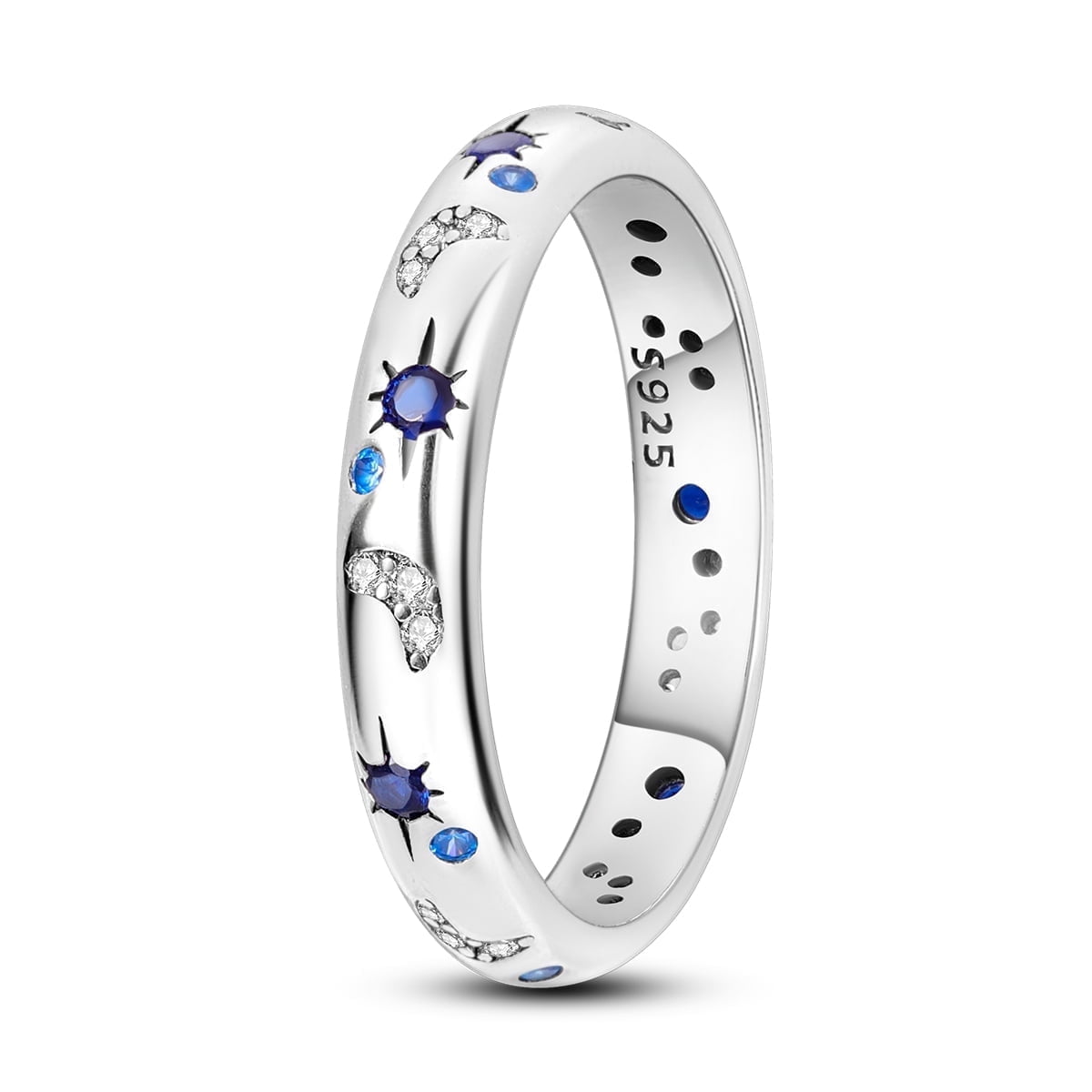 Starry Night 925 Sterling Finger Ring Blue AAA CZ For Women Jewelry