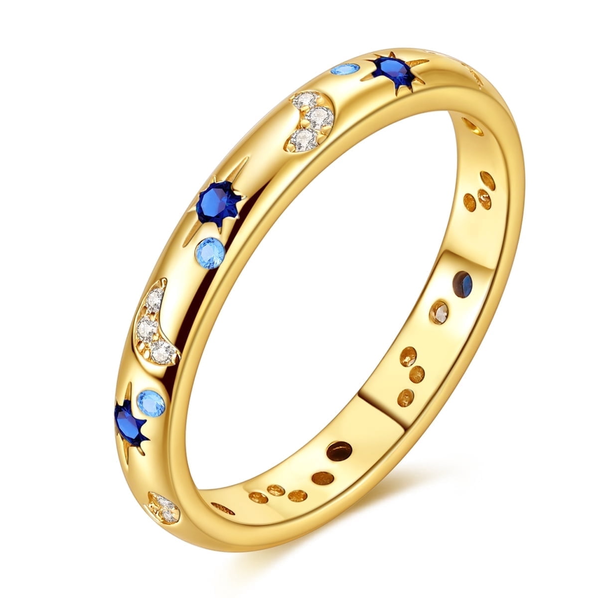 Starry Night 925 Sterling Finger Ring Blue AAA CZ For Women Jewelry