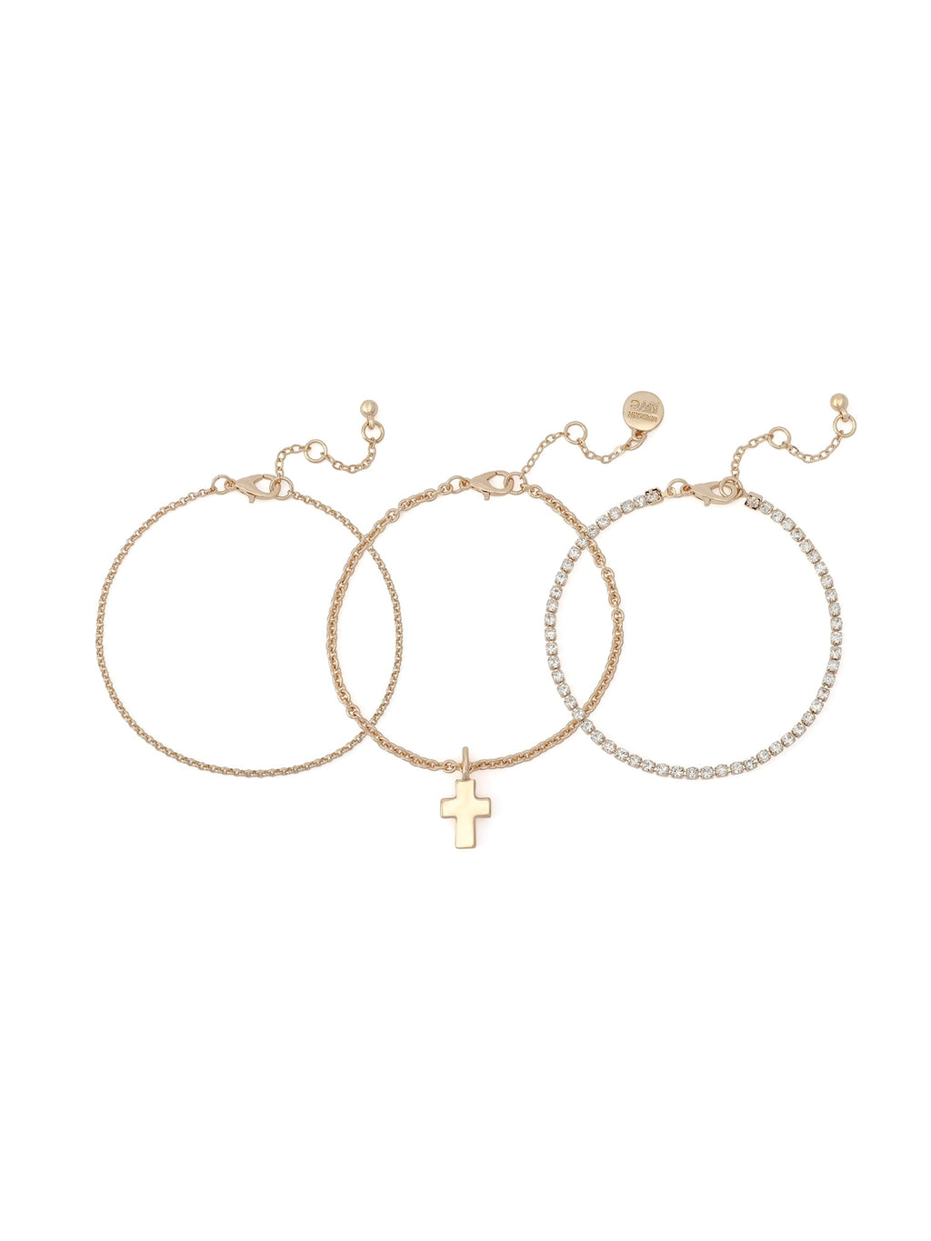 Women's -Tone Cross Charm 3-Piece Bracelet Set