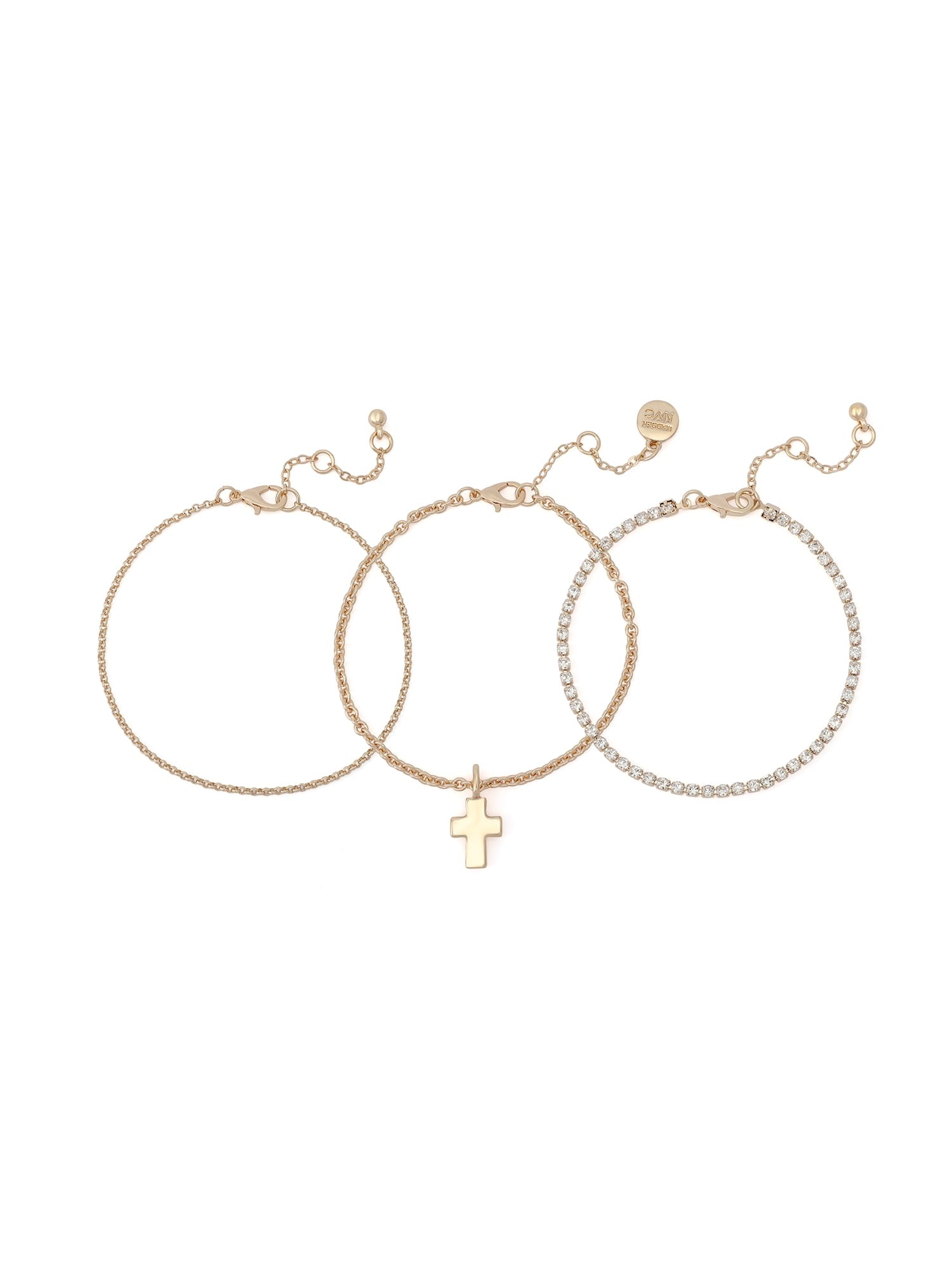Women's -Tone Cross Charm 3-Piece Bracelet Set