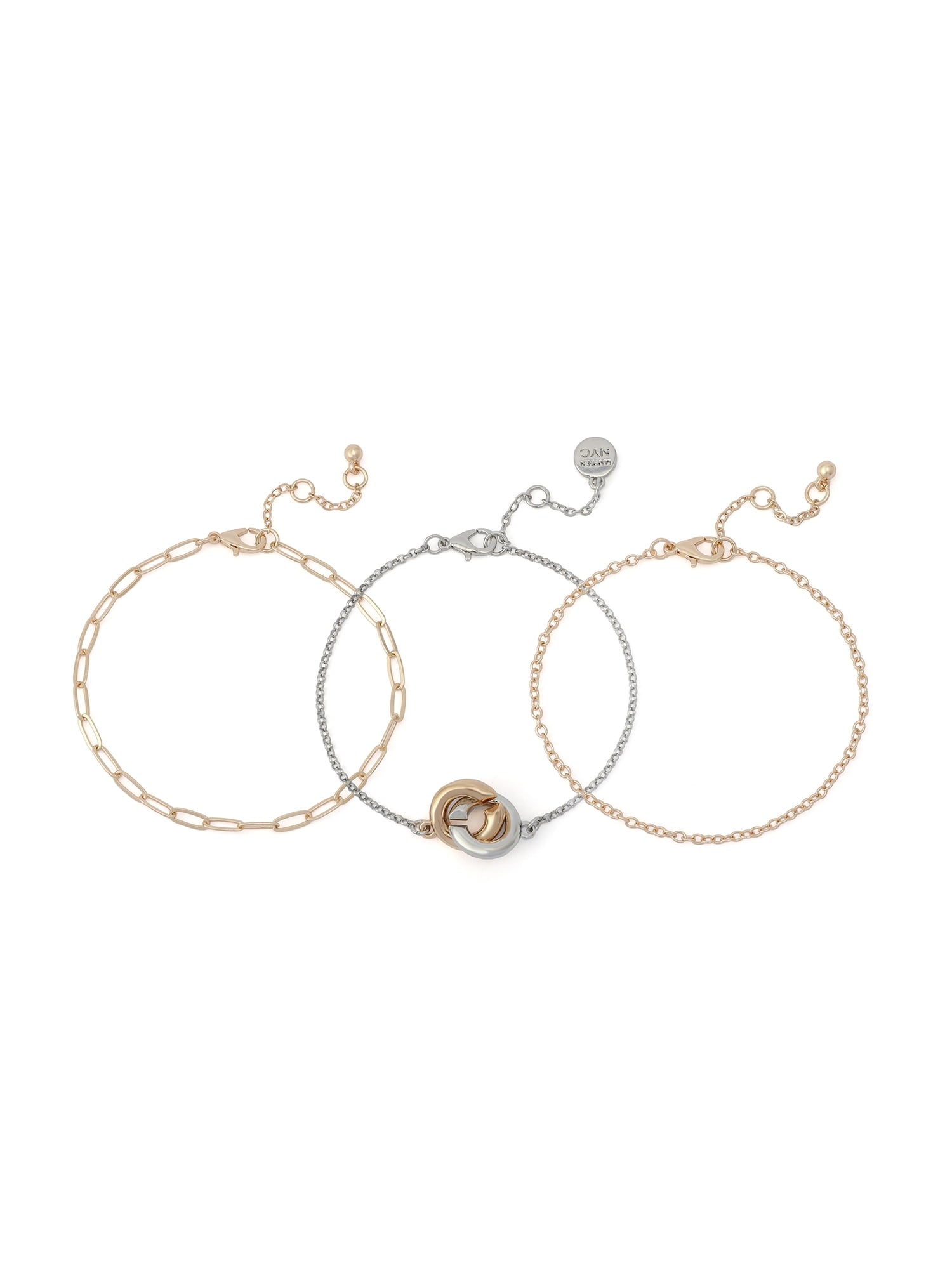 Women's -Tone Cross Charm 3-Piece Bracelet Set