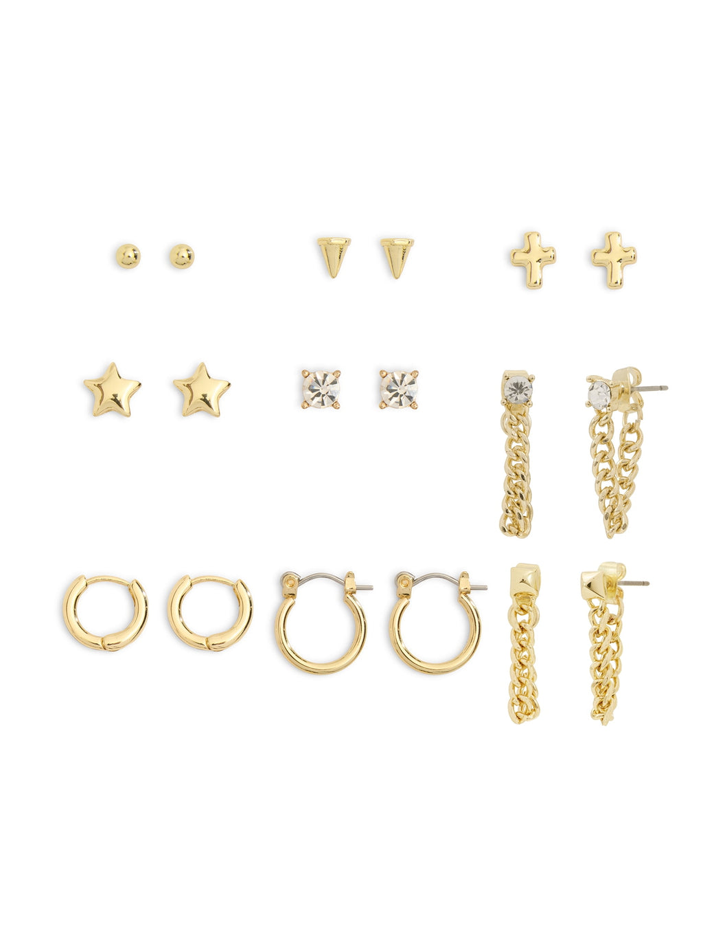 Women's Tone Western Mixed Stud &amp; Hoop 9-Piece Earring Set