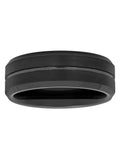 Men's Black Tungsten 8MM Grooved Comfort Fit Wedding Band by Fine Jewelry - Mens Ring