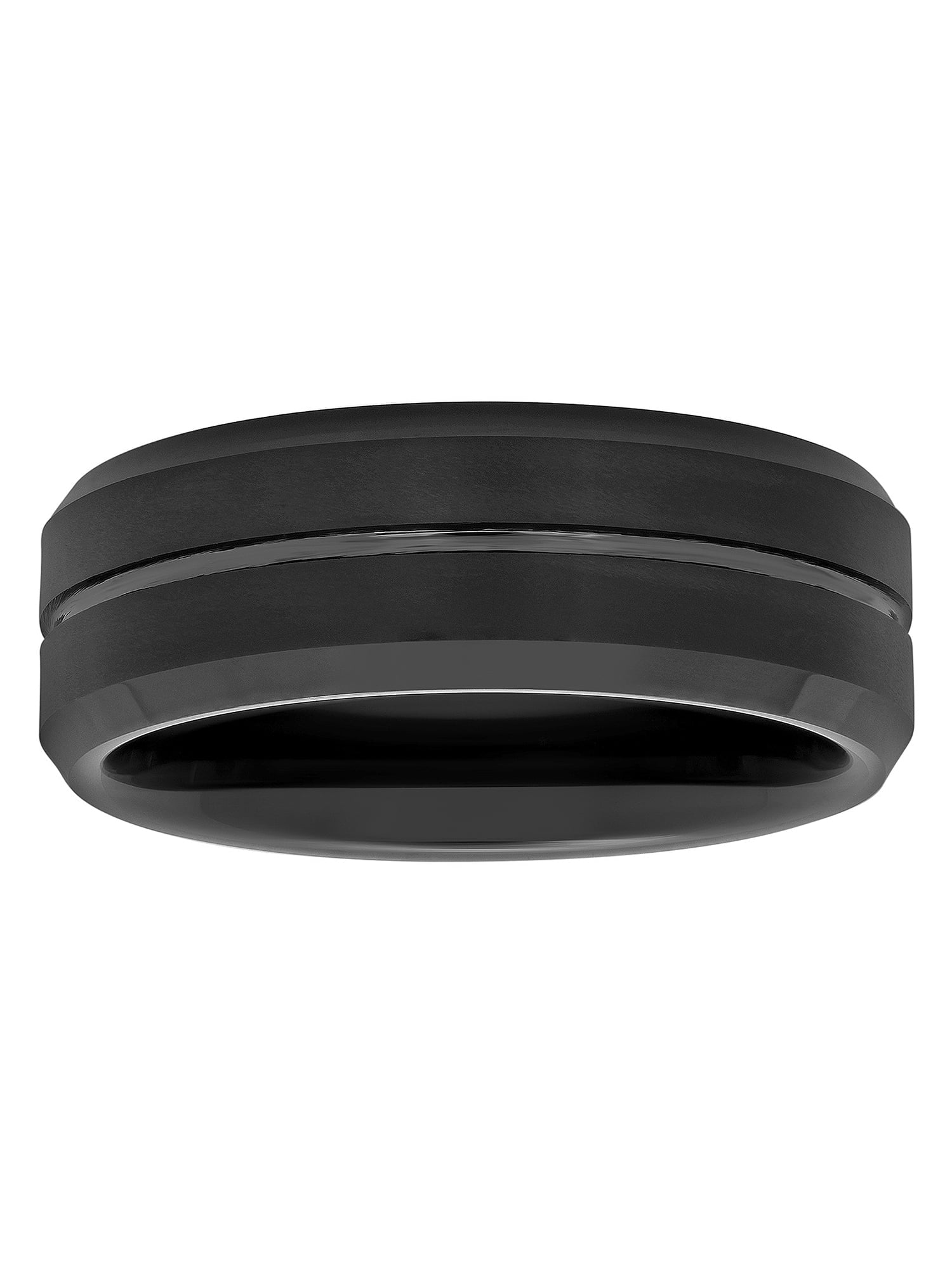 Men's Black Tungsten 8MM Grooved Comfort Fit Wedding Band by Fine Jewelry - Mens Ring