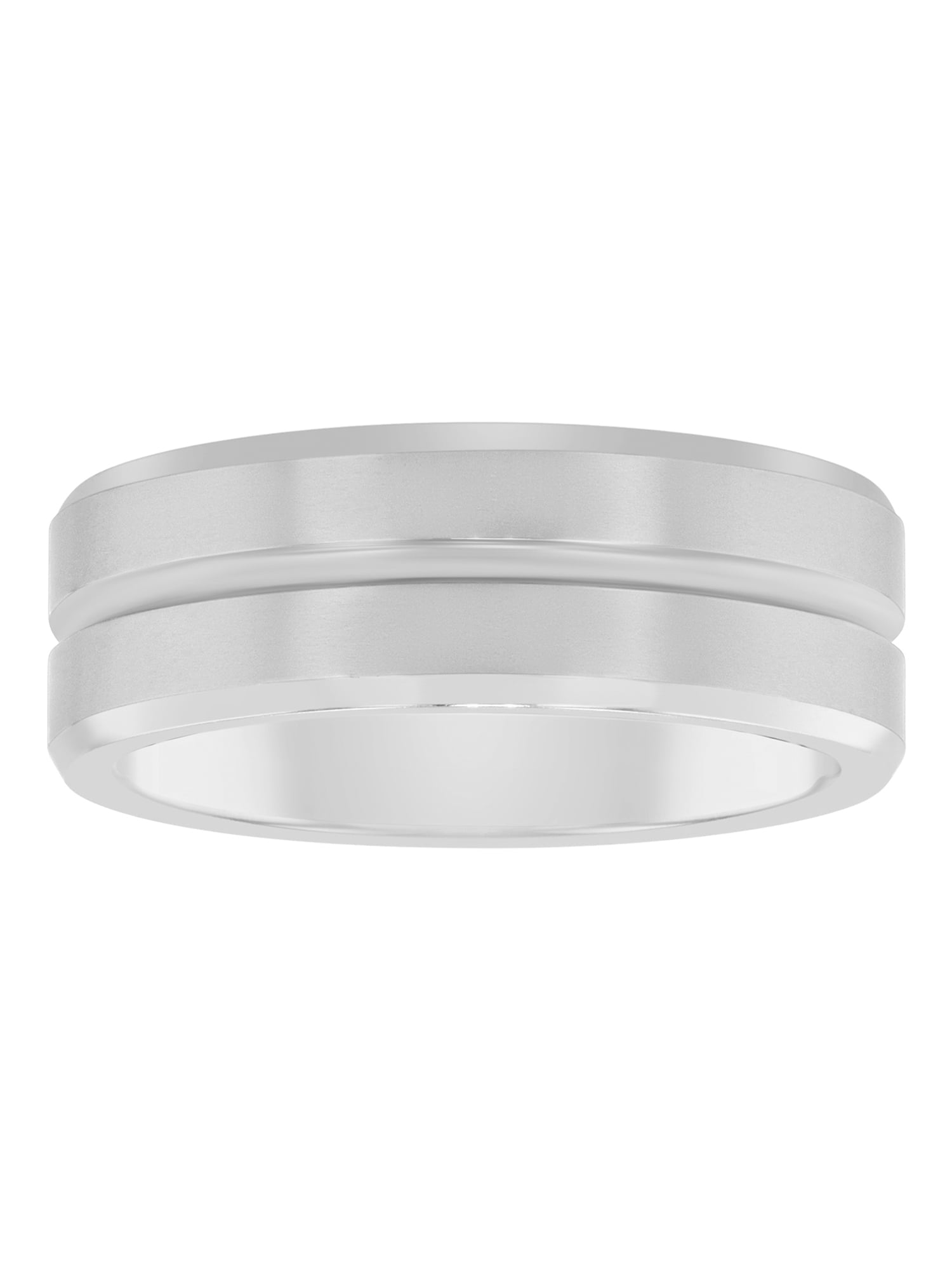 Men's Black Tungsten 8MM Grooved Comfort Fit Wedding Band by Fine Jewelry - Mens Ring