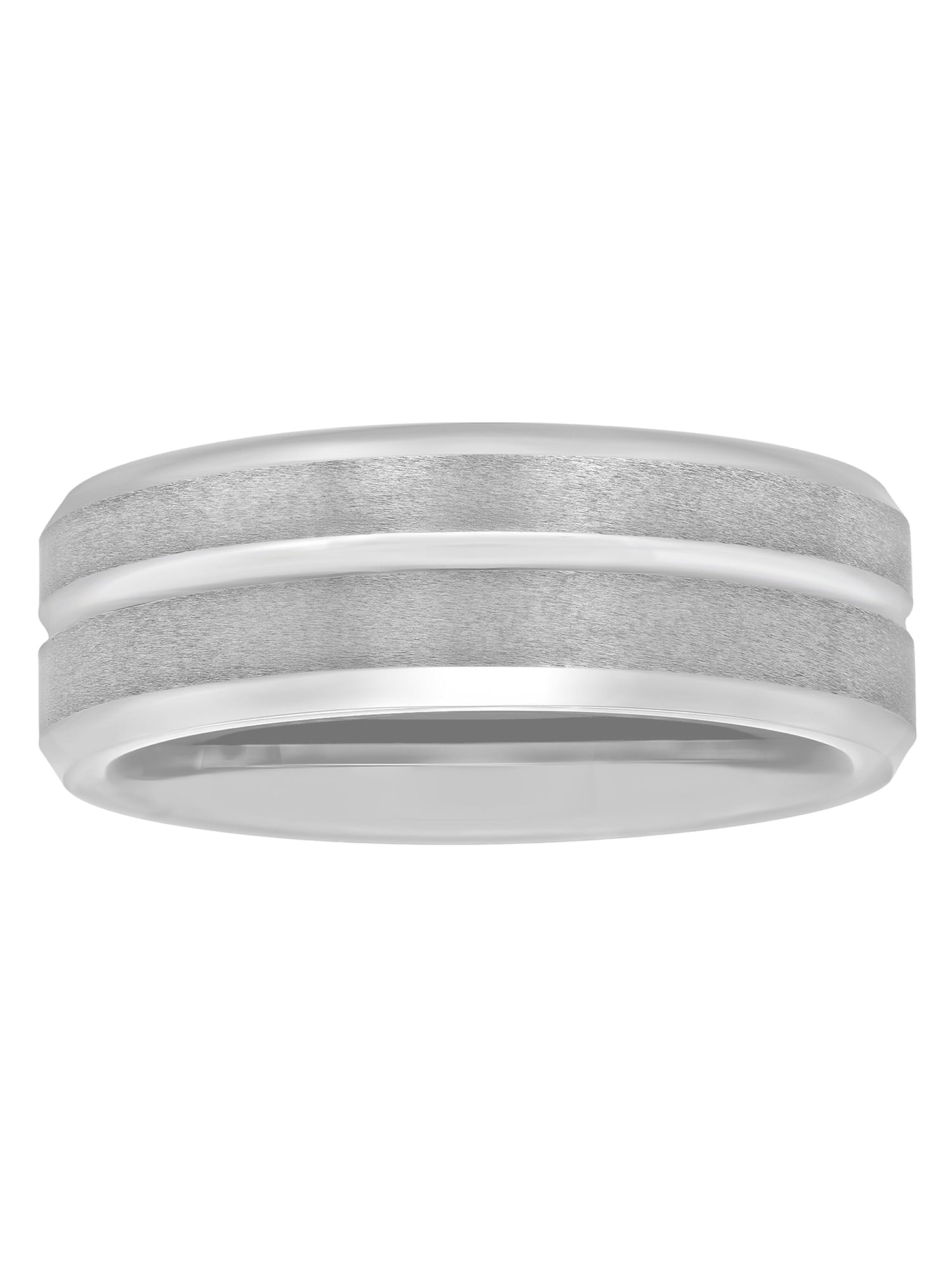 Men's Black Tungsten 8MM Grooved Comfort Fit Wedding Band by Fine Jewelry - Mens Ring