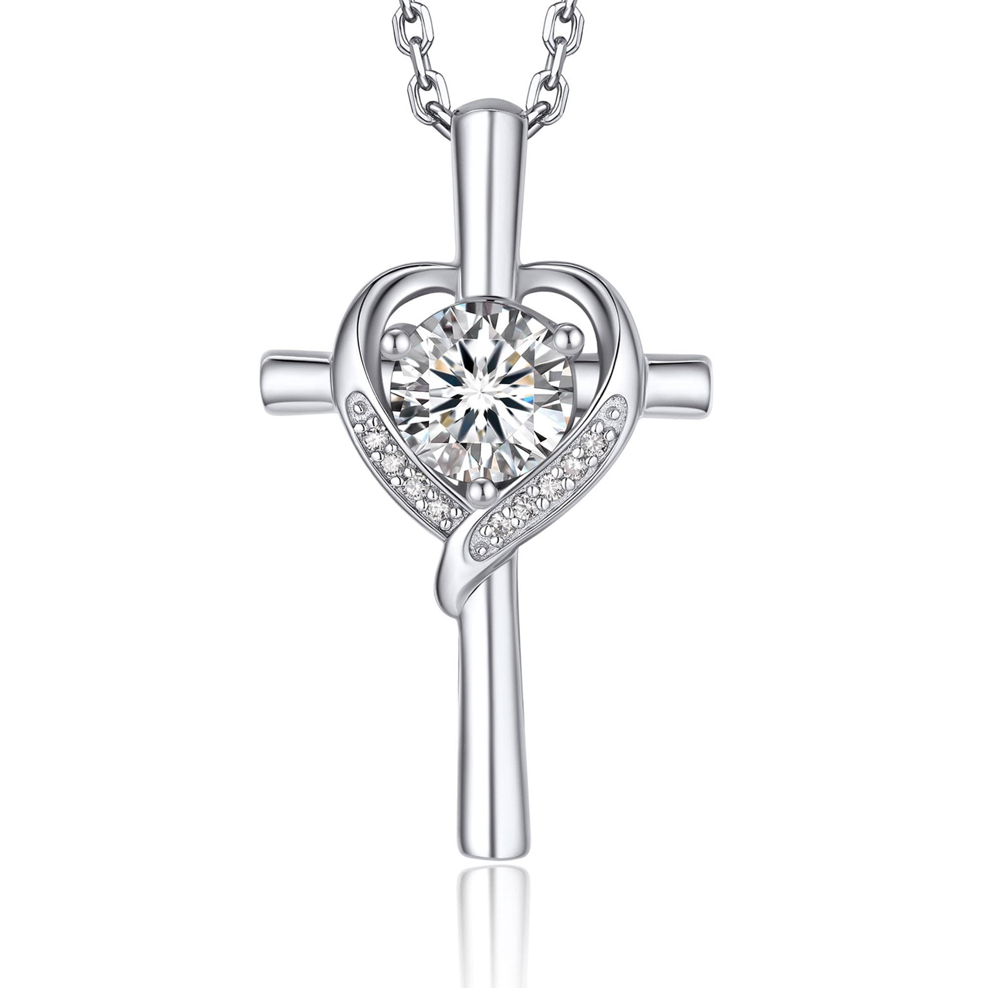Cross Necklace for Women 1 Cross Pendant 925 Sterling Easter Christian Jewelry Gifts