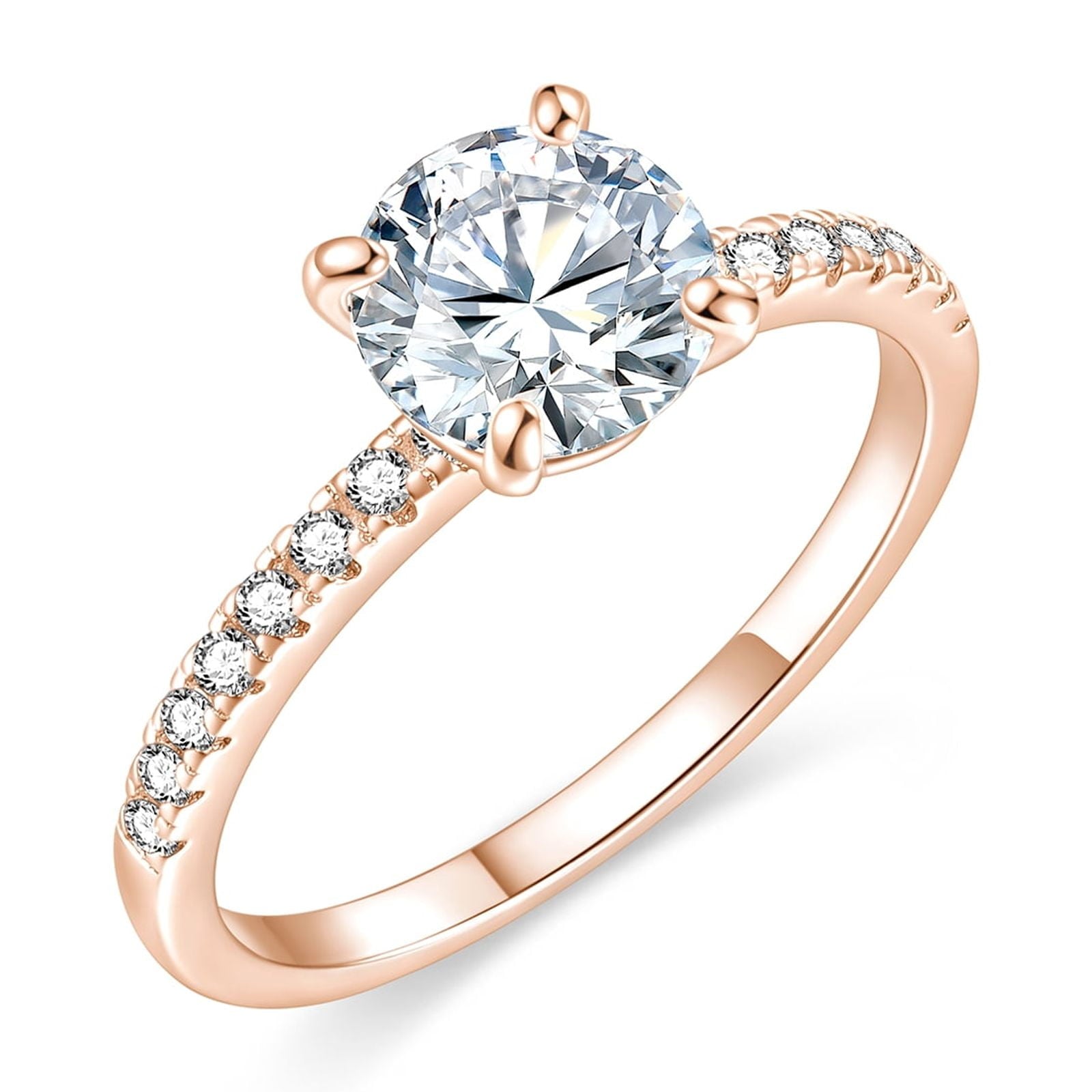 925 Sterling Engagement Rings for Women 1.25CT Round Cut Solitaire Cubic Zirconia CZ Rings Wedding Band for Her White, Size 10