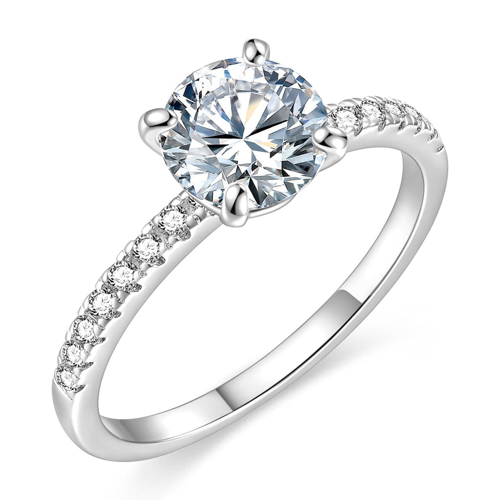 925 Sterling Engagement Rings for Women 1.25CT Round Cut Solitaire Cubic Zirconia CZ Rings Wedding Band for Her White, Size 10