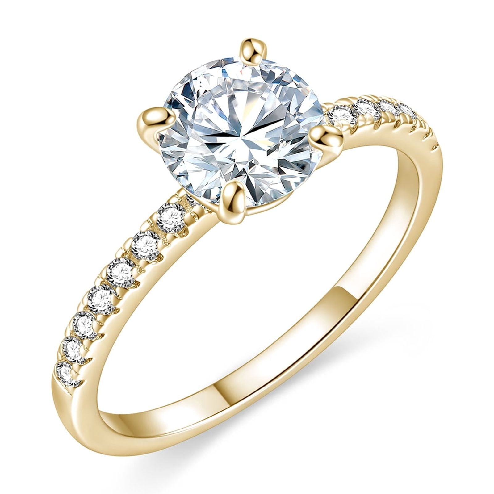 925 Sterling Engagement Rings for Women 1.25CT Round Cut Solitaire Cubic Zirconia CZ Rings Wedding Band for Her White, Size 10