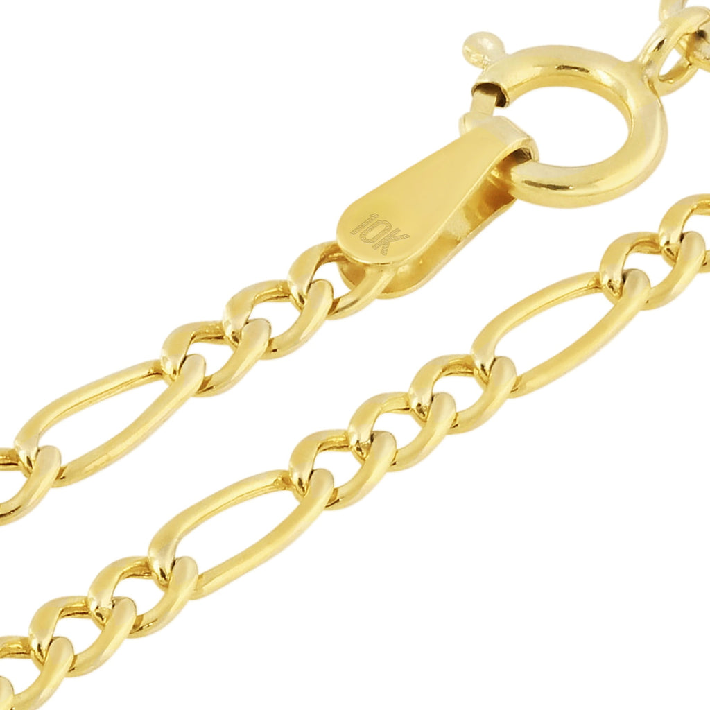 10k Yellow Figaro Link 2mm Chain Necklace (16"-26") Dainty Italian Jewelry for Men &amp; Women
