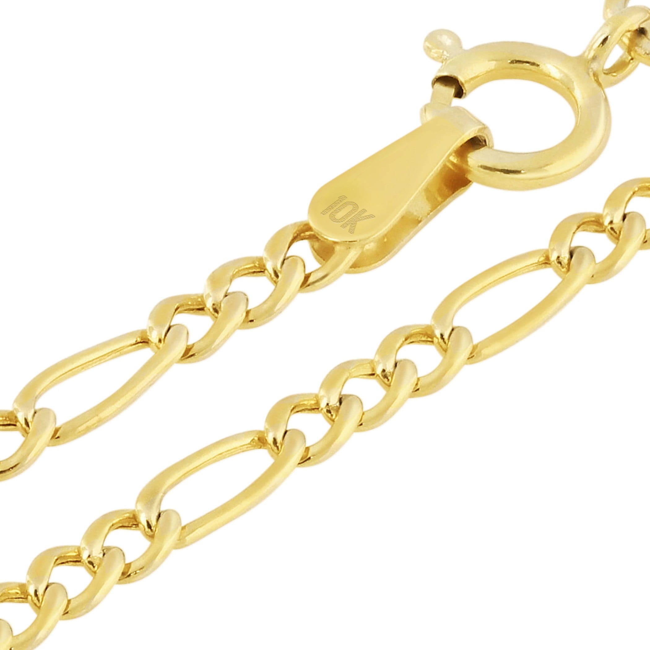 10k Yellow Figaro Link 2mm Chain Necklace (16"-26") Dainty Italian Jewelry for Men &amp; Women