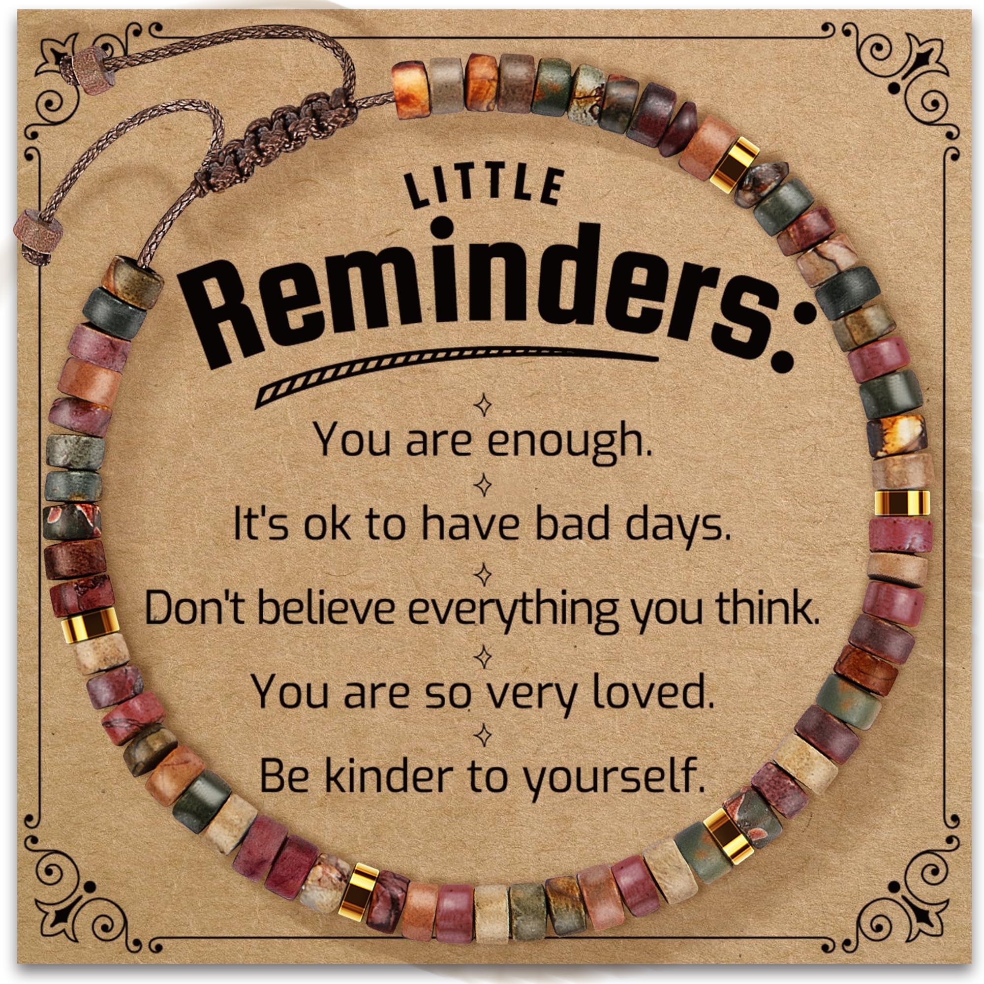 Inspirational Gifts Bracelets for Women - Healing Stone Bracelets - Cheer Up Appreciation for Teachers Women Friends Sister Bestie Coworkers Employees