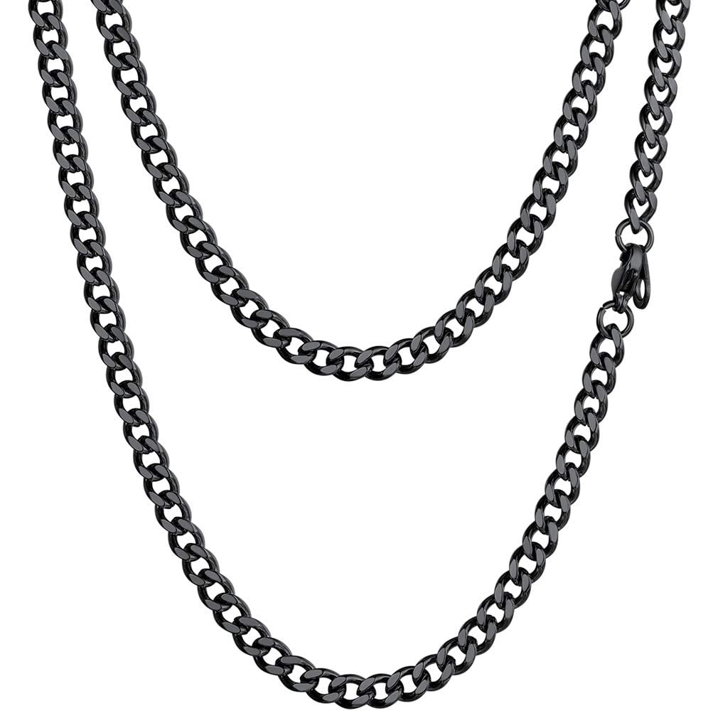 Cuban Chain for Men Black Plated 4.8mm Miami Cuban Necklace 18 Inch Hip Hop Mens for
