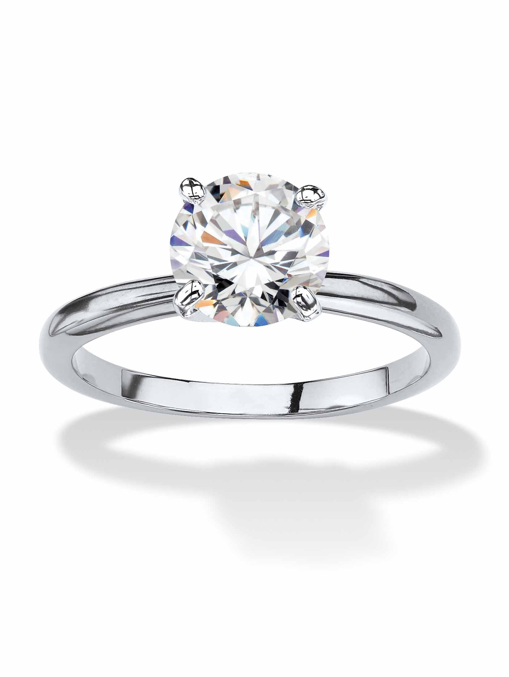 Round Cubic Zirconia Engagement Ring 2.00ct t.w, 18K -Plated