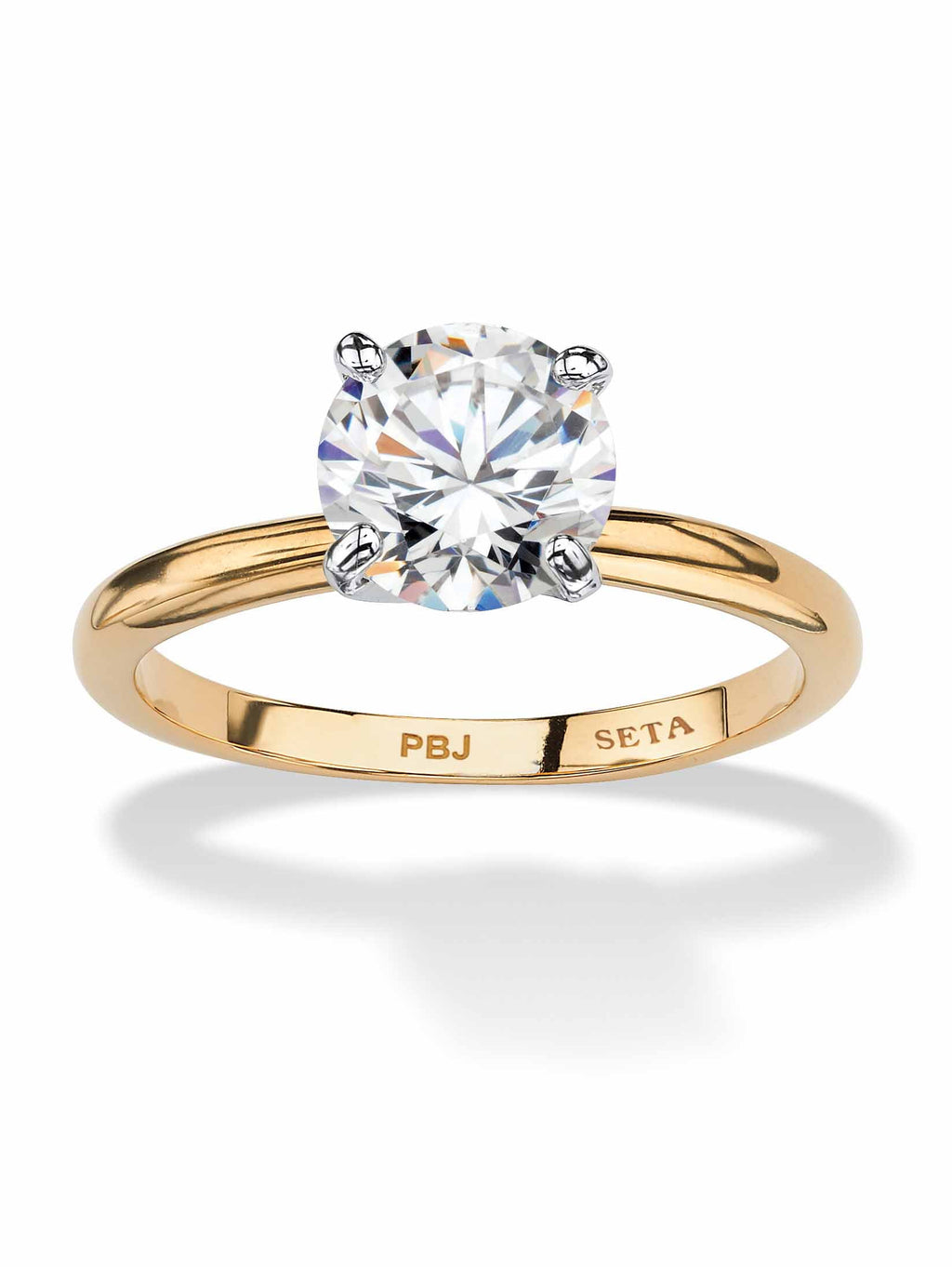 Round Cubic Zirconia Engagement Ring 2.00ct t.w, 18K -Plated