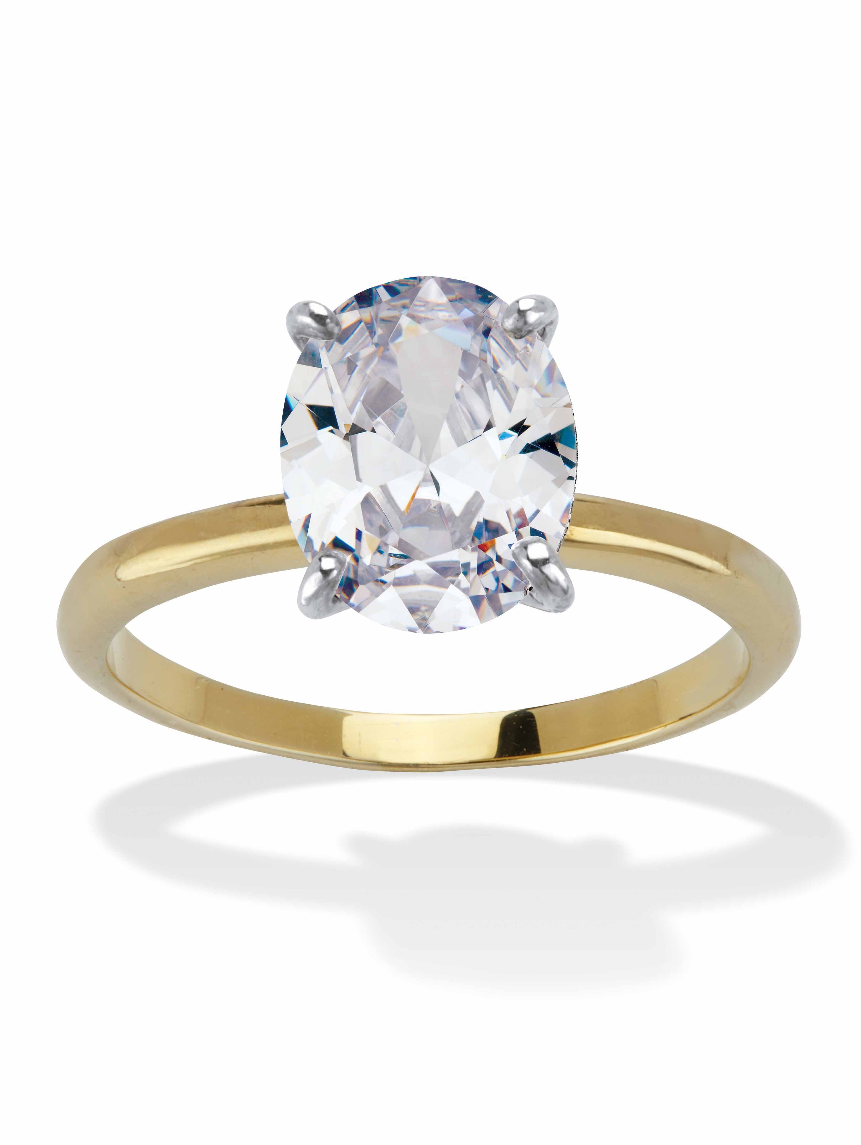 Round Cubic Zirconia Engagement Ring 2.00ct t.w, 18K -Plated