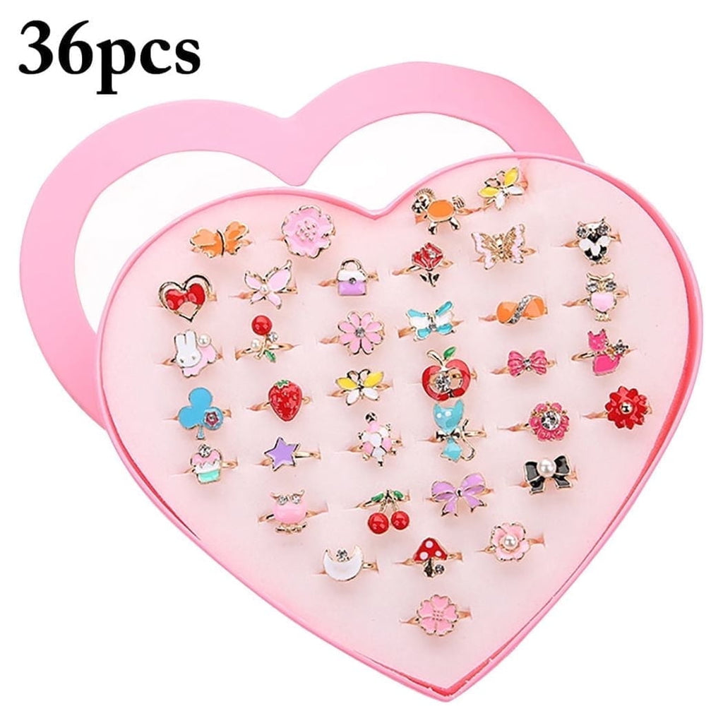 Multicolor Cartoon Adjustable Rings, Jewelry, 0.59 in, 36 Count