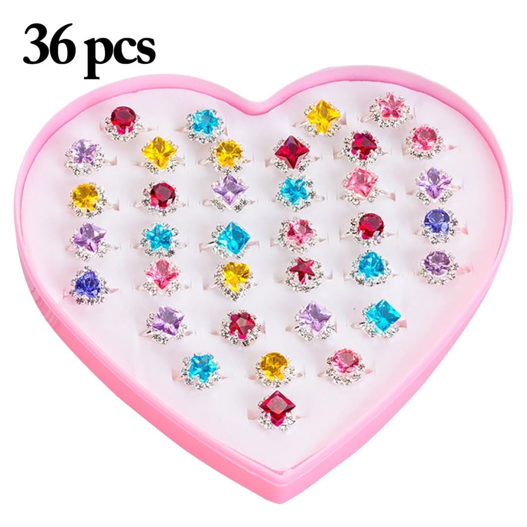 Multicolor Cartoon Adjustable Rings, Jewelry, 0.59 in, 36 Count