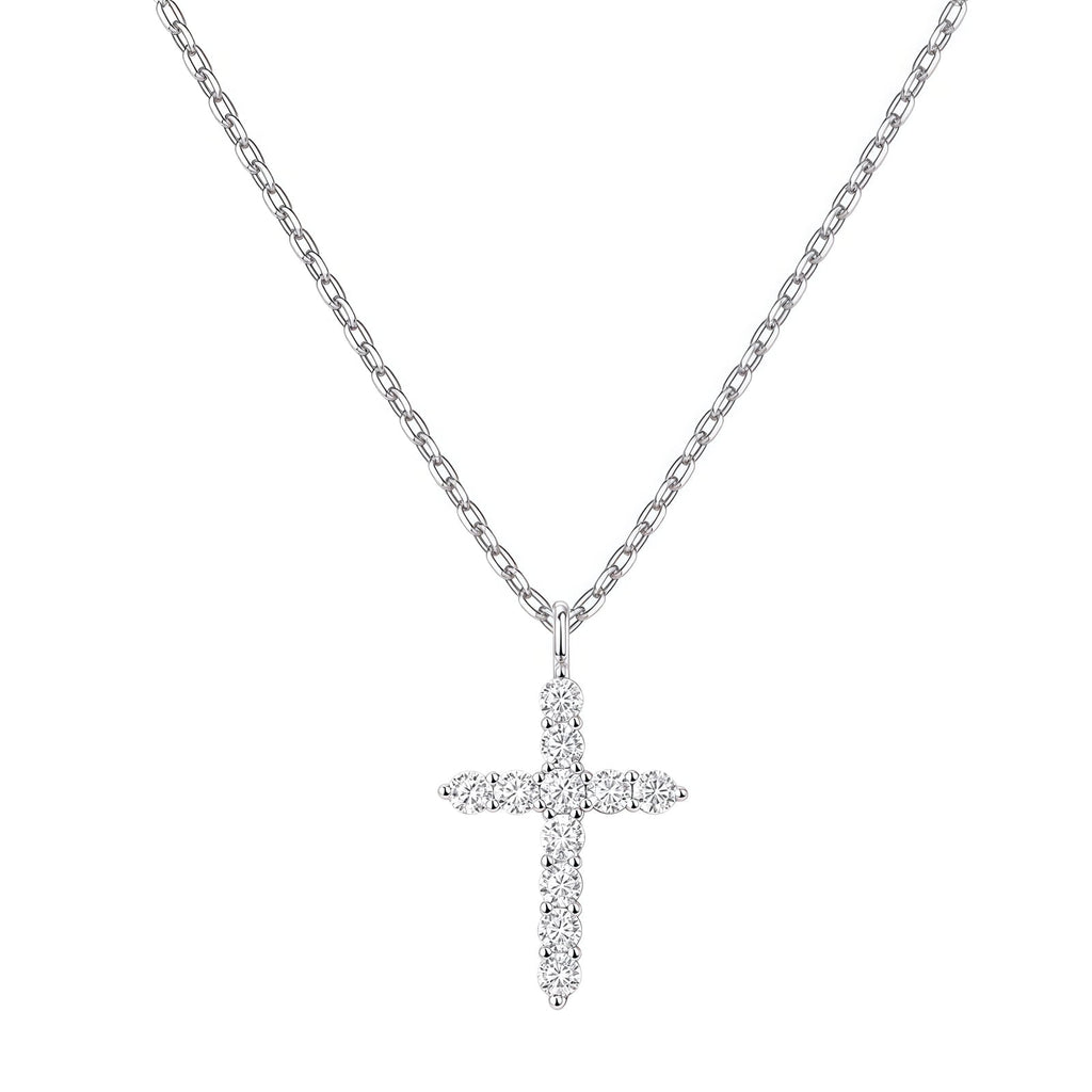 14K Plated Zirconia Cross Pendant Necklace for Women with 925