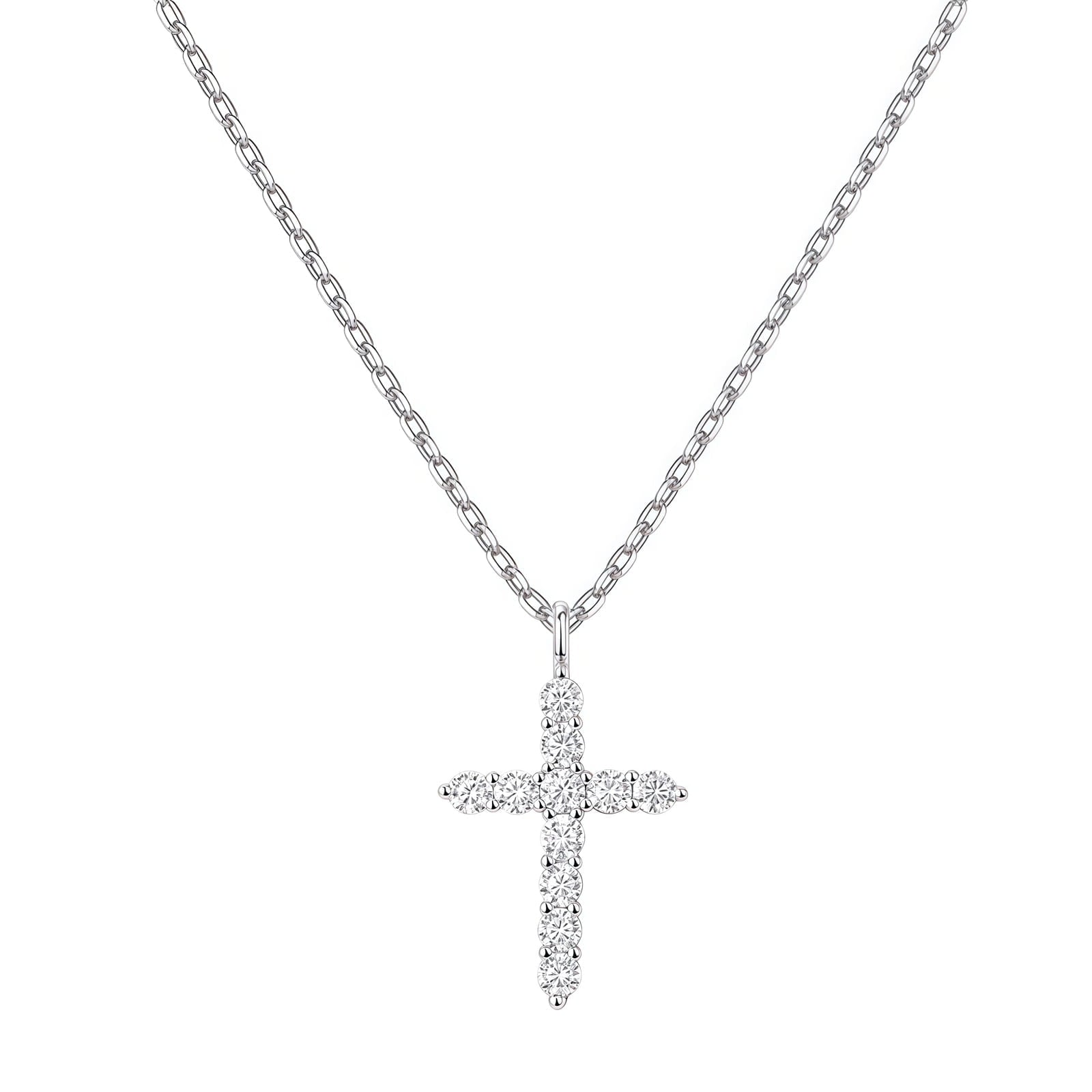 14K Plated Zirconia Cross Pendant Necklace for Women with 925