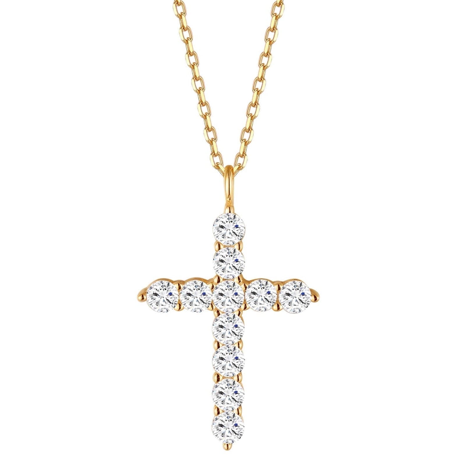 14K Plated Zirconia Cross Pendant Necklace for Women with 925