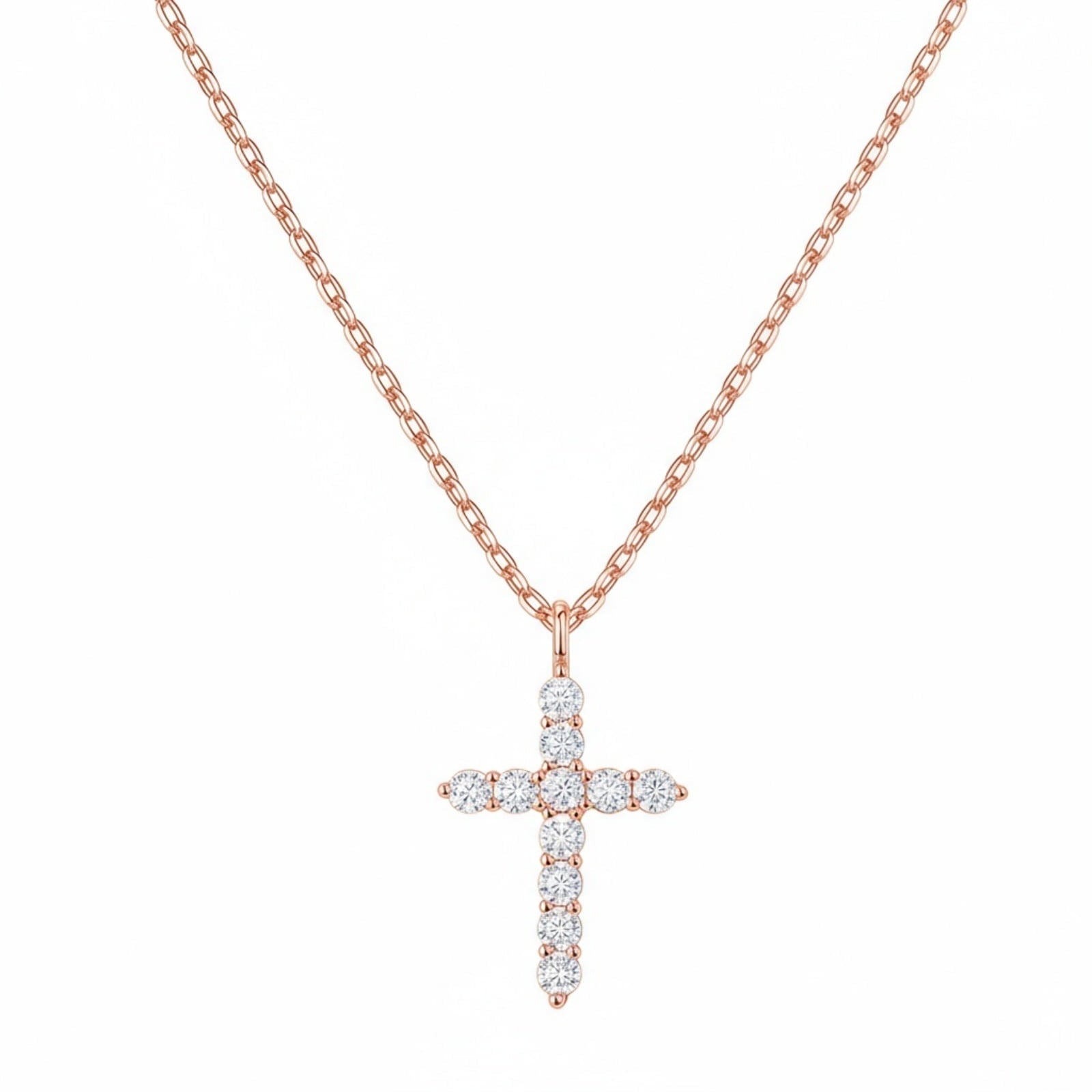 14K Plated Zirconia Cross Pendant Necklace for Women with 925