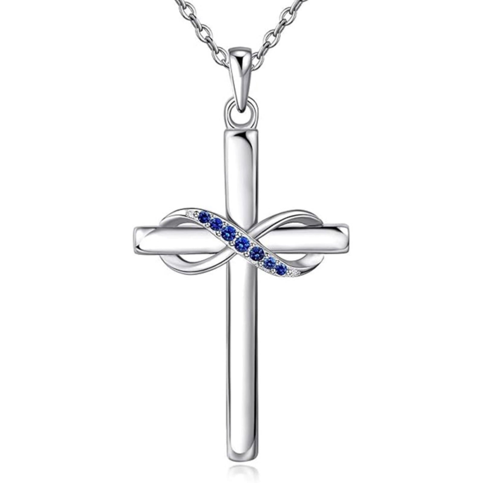 14K Plated Zirconia Cross Pendant Necklace for Women with 925
