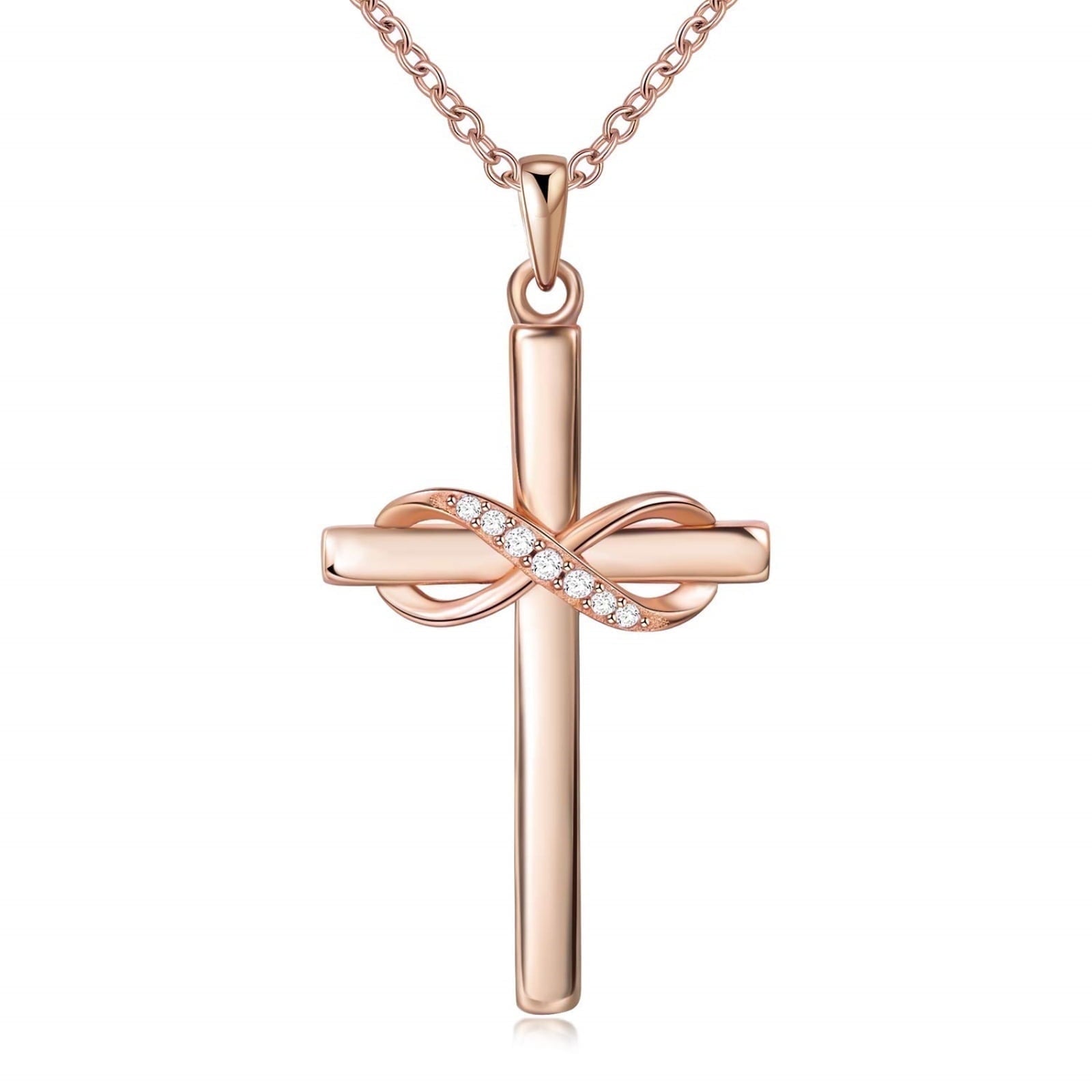 14K Plated Zirconia Cross Pendant Necklace for Women with 925
