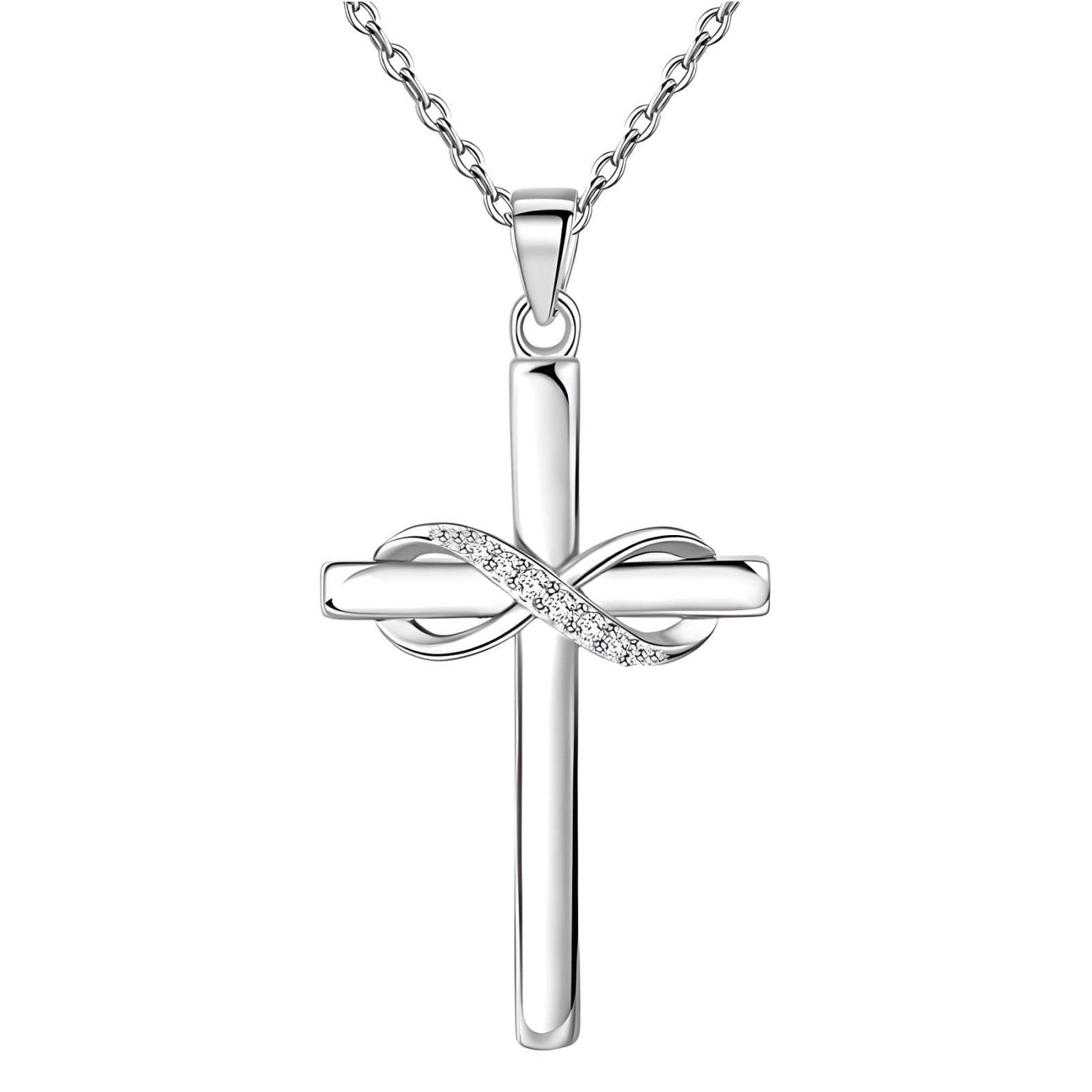 14K Plated Zirconia Cross Pendant Necklace for Women with 925