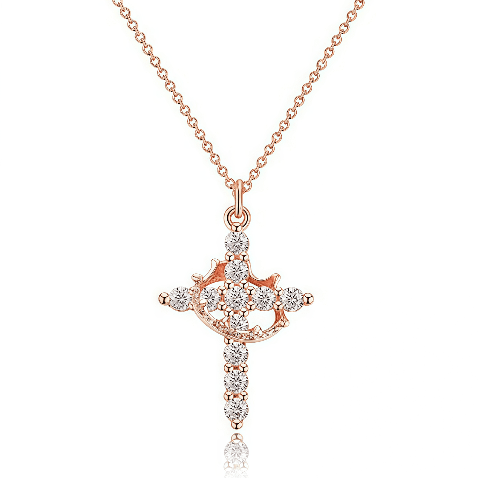 14K Plated Zirconia Cross Pendant Necklace for Women with 925