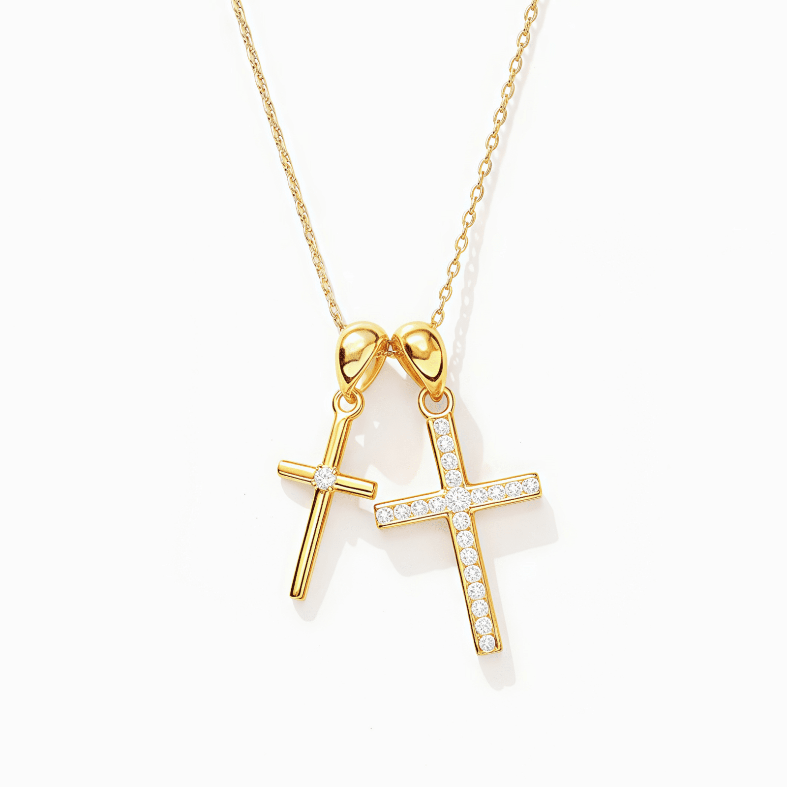 14K Plated Zirconia Cross Pendant Necklace for Women with 925