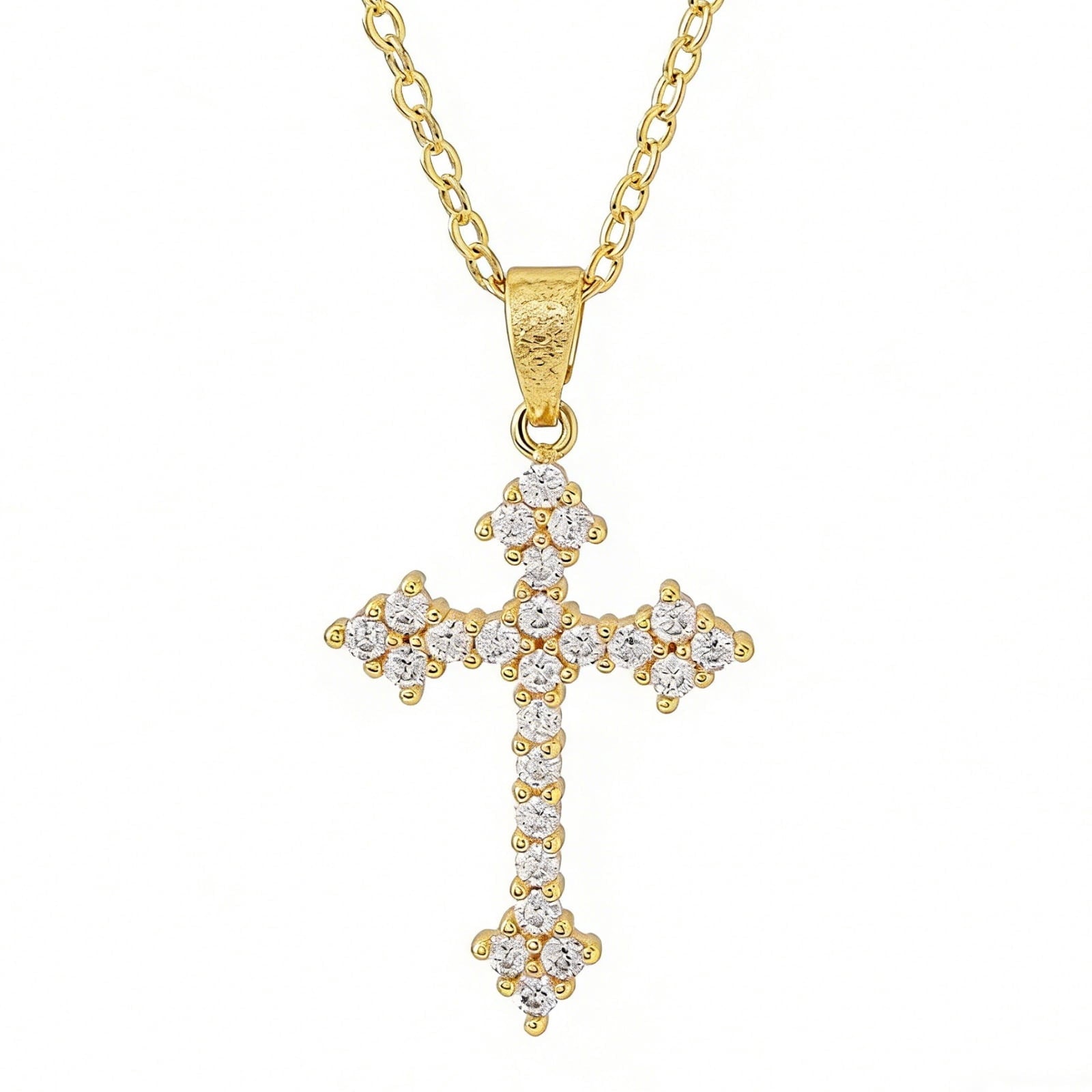 14K Plated Zirconia Cross Pendant Necklace for Women with 925