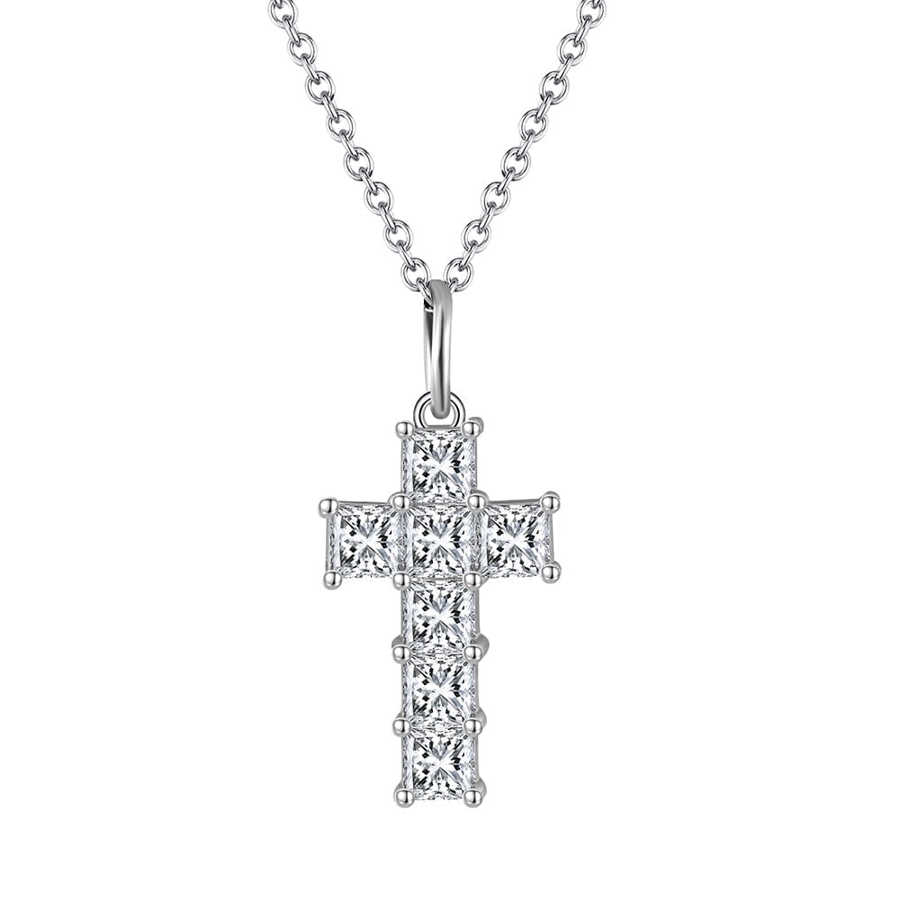14K Plated Zirconia Cross Pendant Necklace for Women with 925