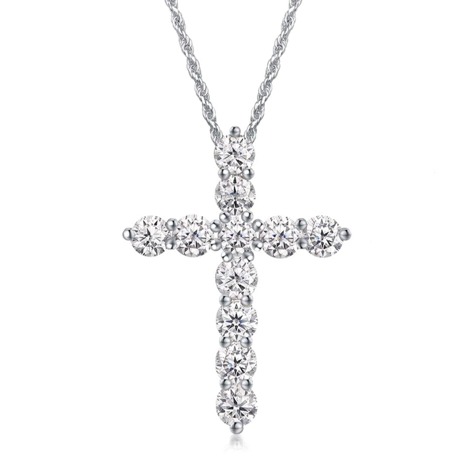 14K Plated Zirconia Cross Pendant Necklace for Women with 925