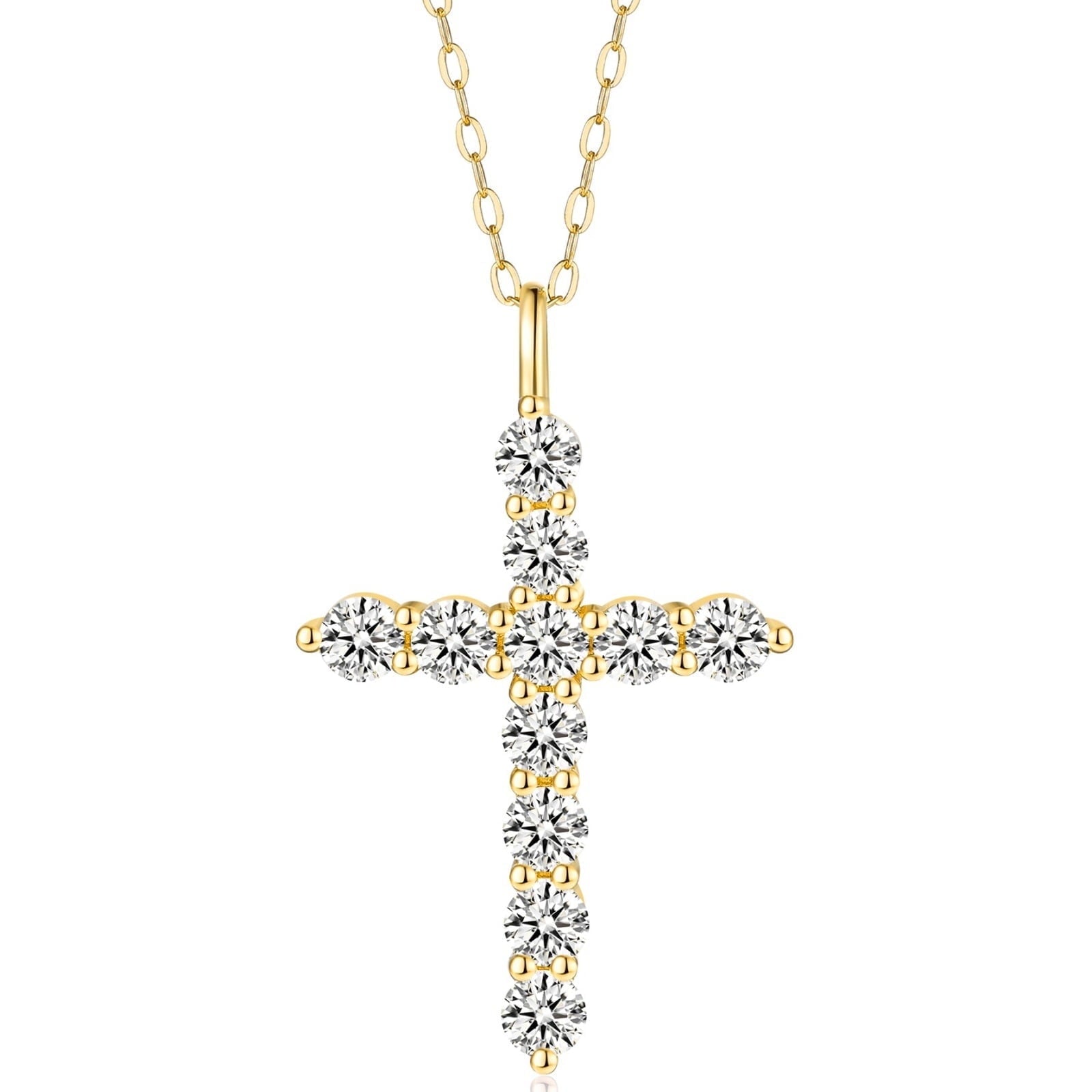 14K Plated Zirconia Cross Pendant Necklace for Women with 925