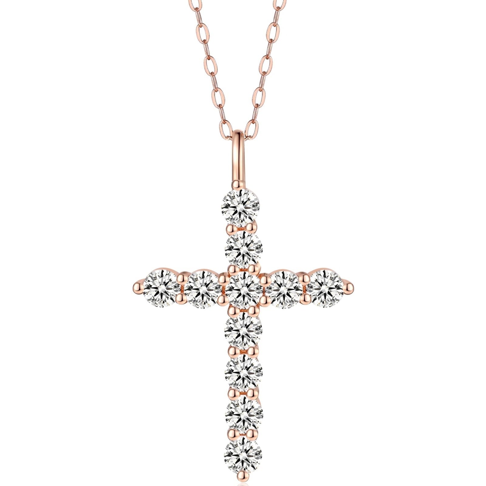 14K Plated Zirconia Cross Pendant Necklace for Women with 925