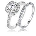 Halo Wedding Ring Set for Women Bridal Sets 925 Sterling AAAAA Zirconia Size 7