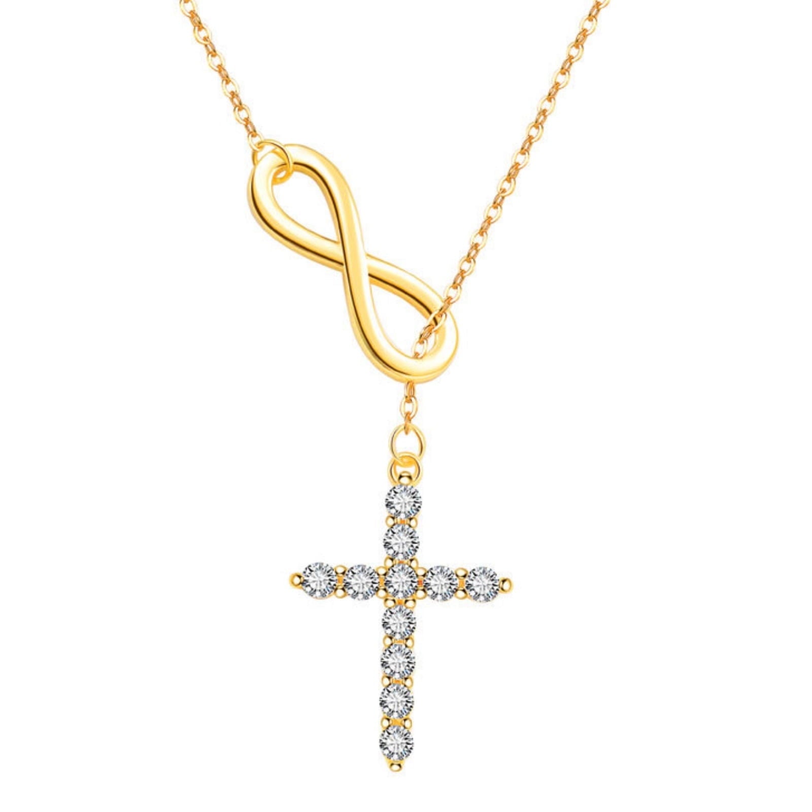 14K Plated Zirconia Cross Pendant Necklace for Women with 925
