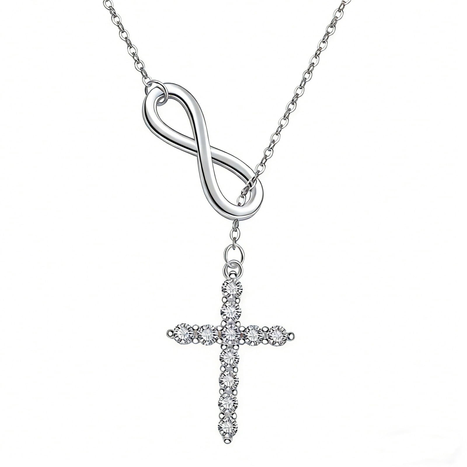 14K Plated Zirconia Cross Pendant Necklace for Women with 925