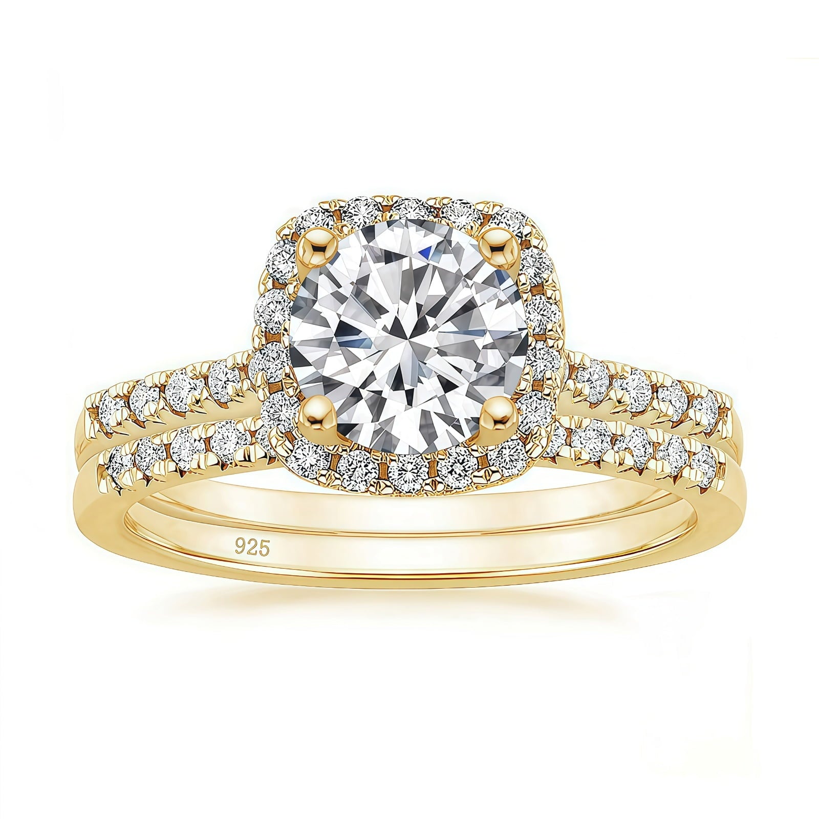 Halo Wedding Ring Set for Women Bridal Sets 925 Sterling AAAAA Zirconia Size 7