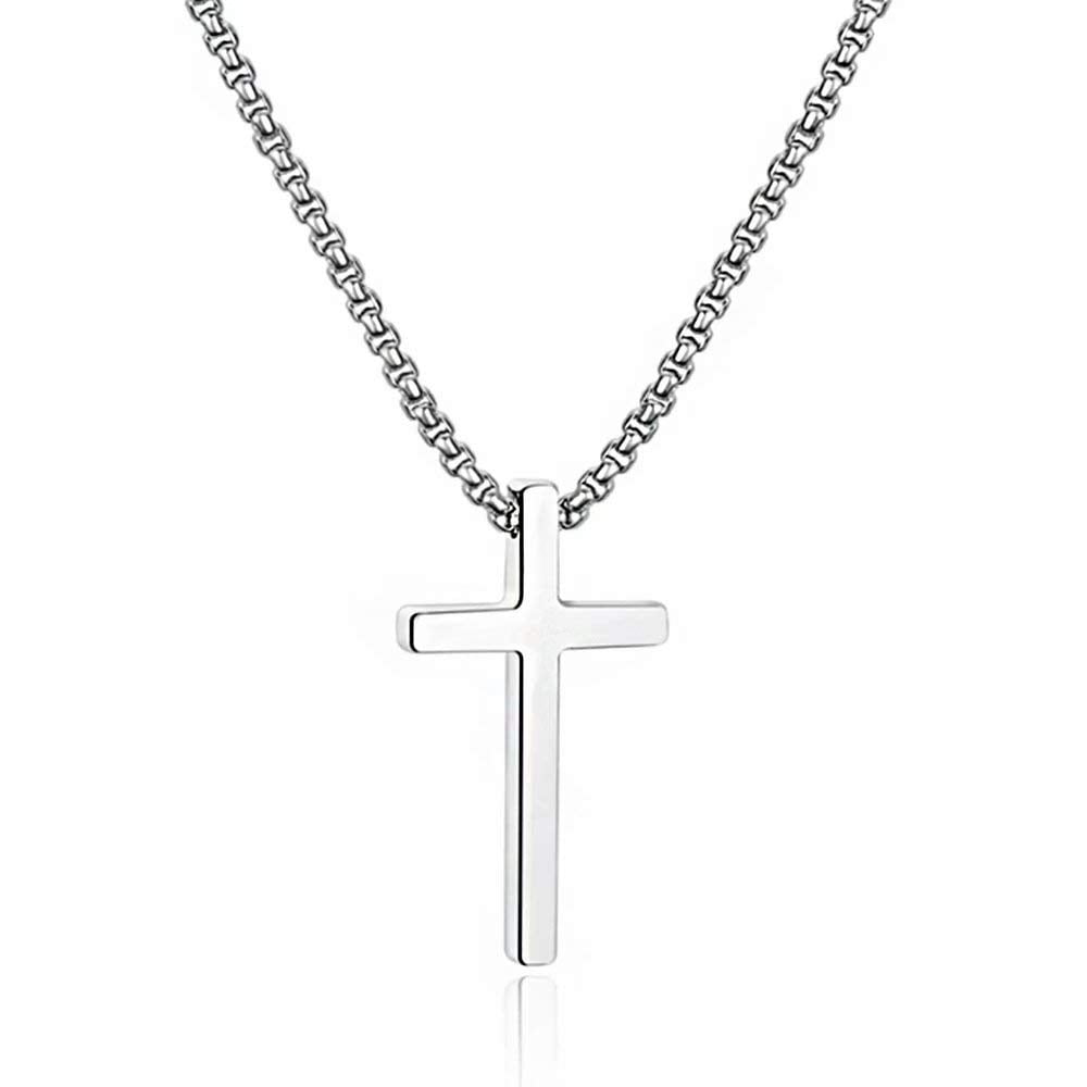 Cross Necklaces for Men Boys 316L Stainless Steel Pendant 16-30 inch Chain Jewelry Catholic Christian Easter Gifts for Men Father Husband Grandpa