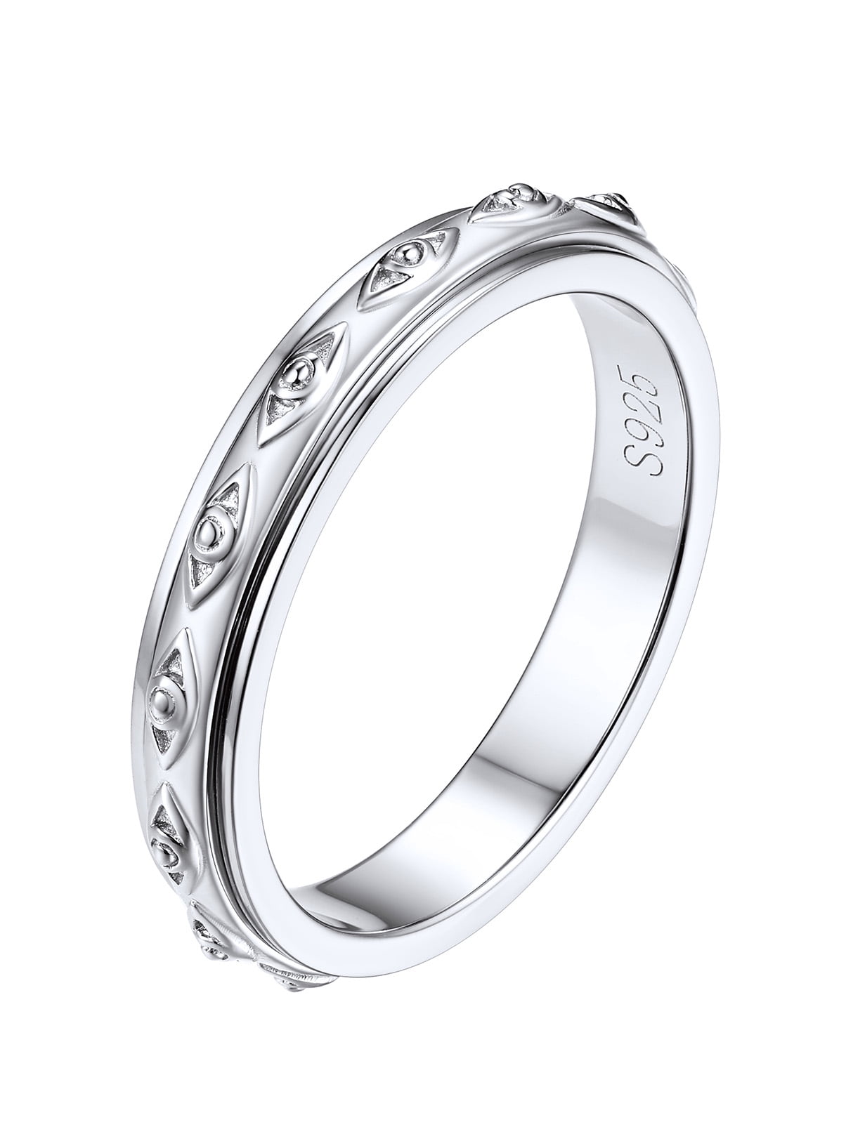 S925 Sterling Fidget Rings Embossed Celtic Spinner Rings Anxiety Stress Relieving Band Gifts for Women, Size 7
