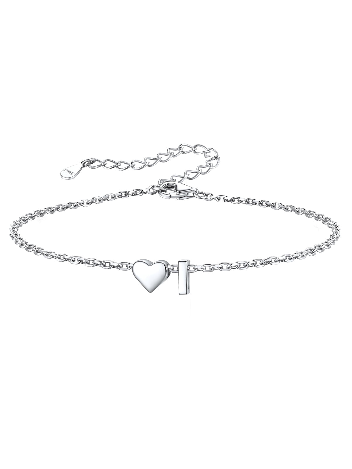 Women's Sterling Bracelets Heart &amp; Alphabet Letter A Initial Bracelet Charm Jewelry Gifts for Her